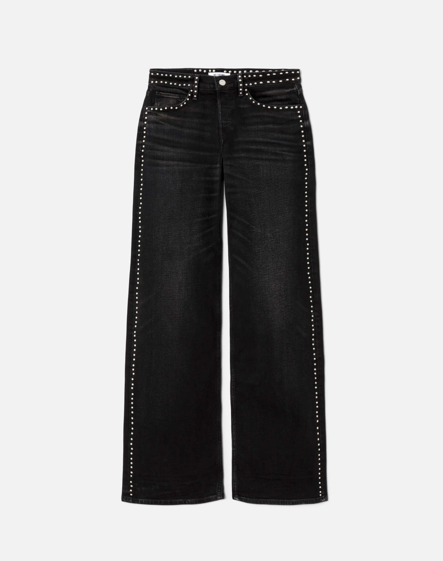 RE/DONE | Studded Mid Rise Wide Leg in Crafted Black Stud