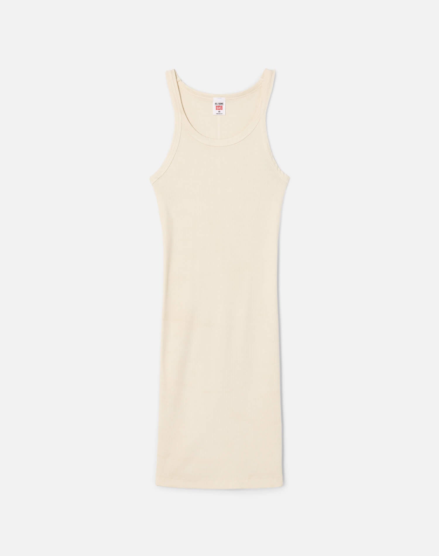 tank top mini dress RE/DONE Hanes | Ribbed Tank Mini Dress - Vintage White Dresses