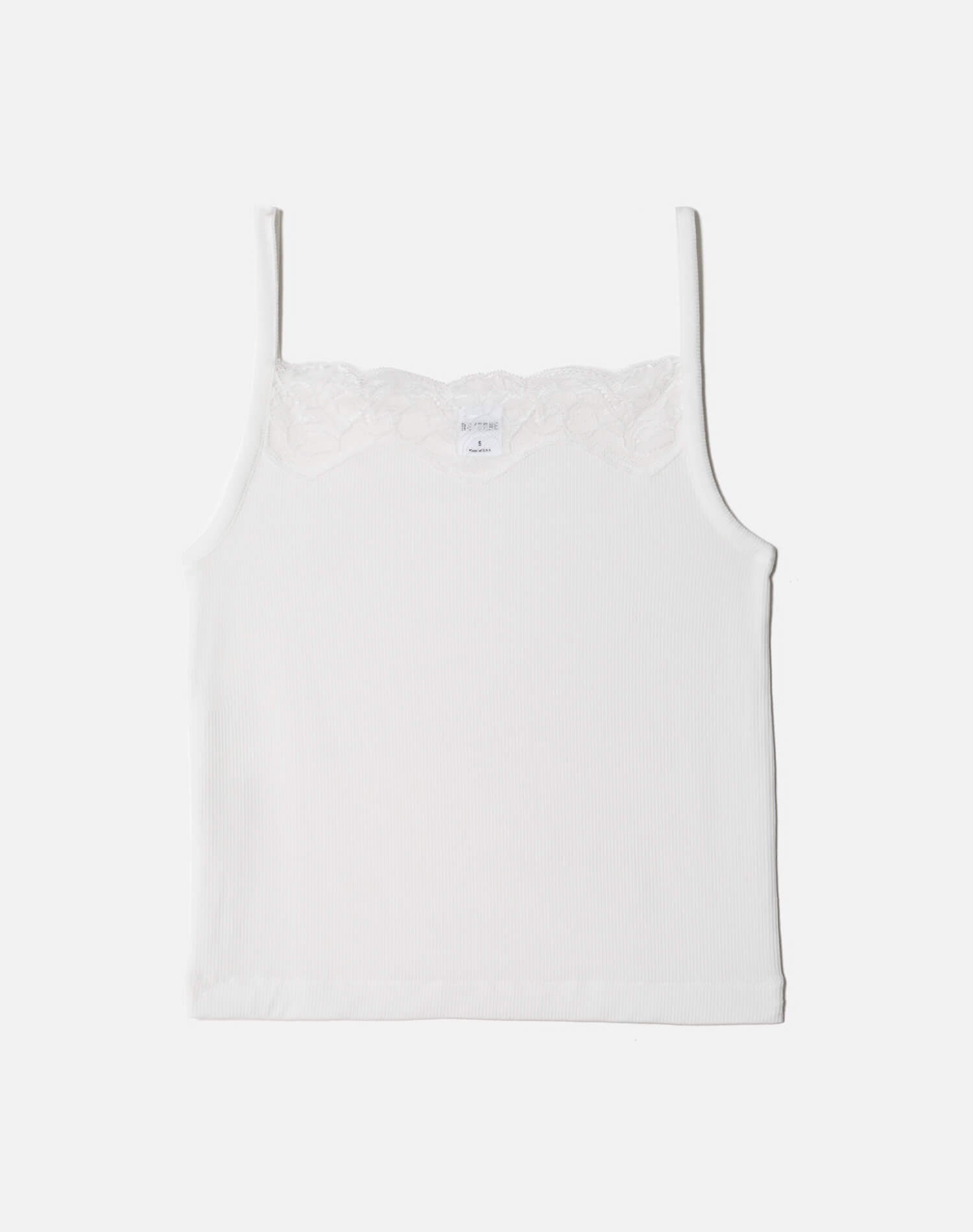 RE/DONE | Lace Ribbed Cami in Off White