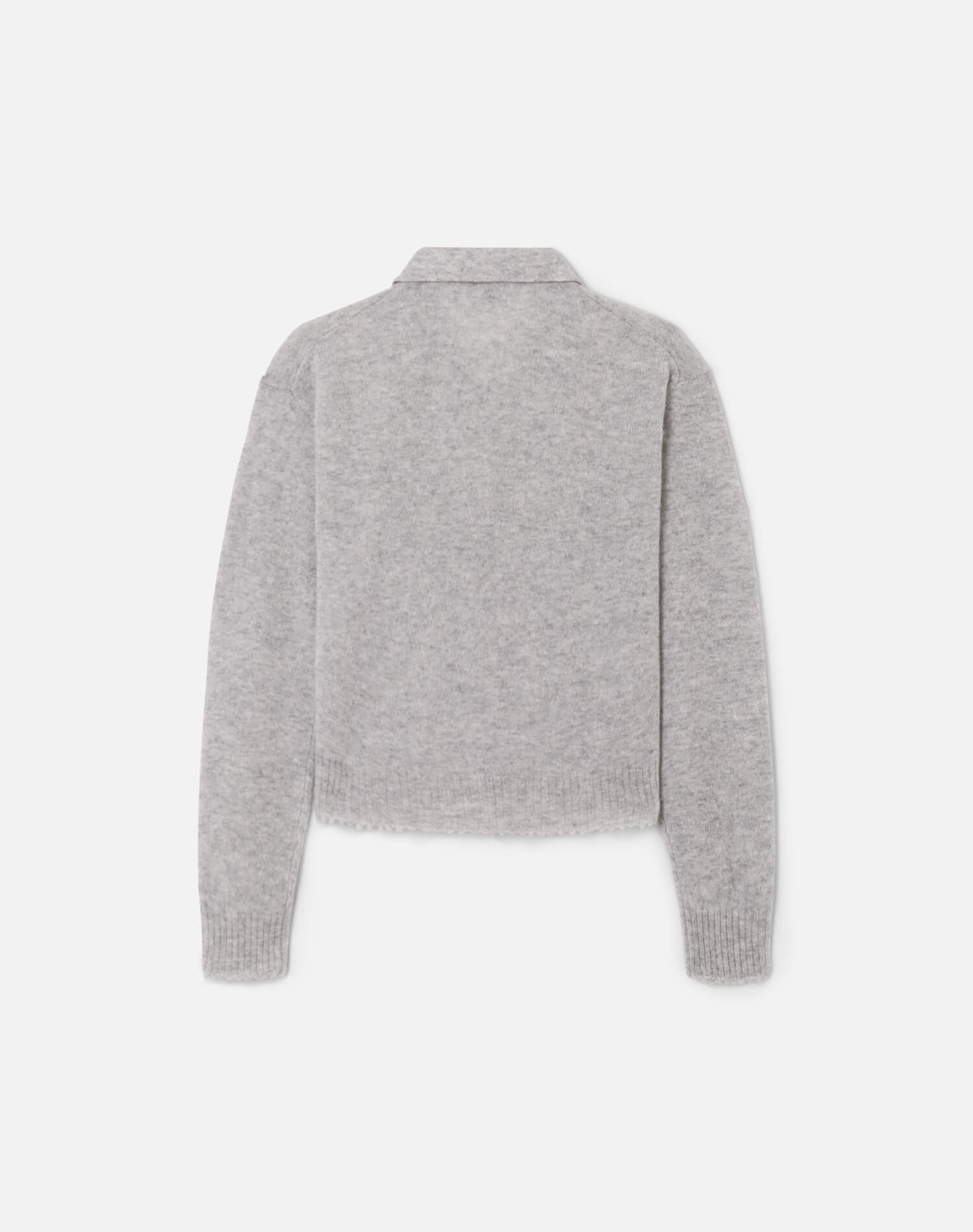 The Loose Polo Cardigan - Light Heather Grey