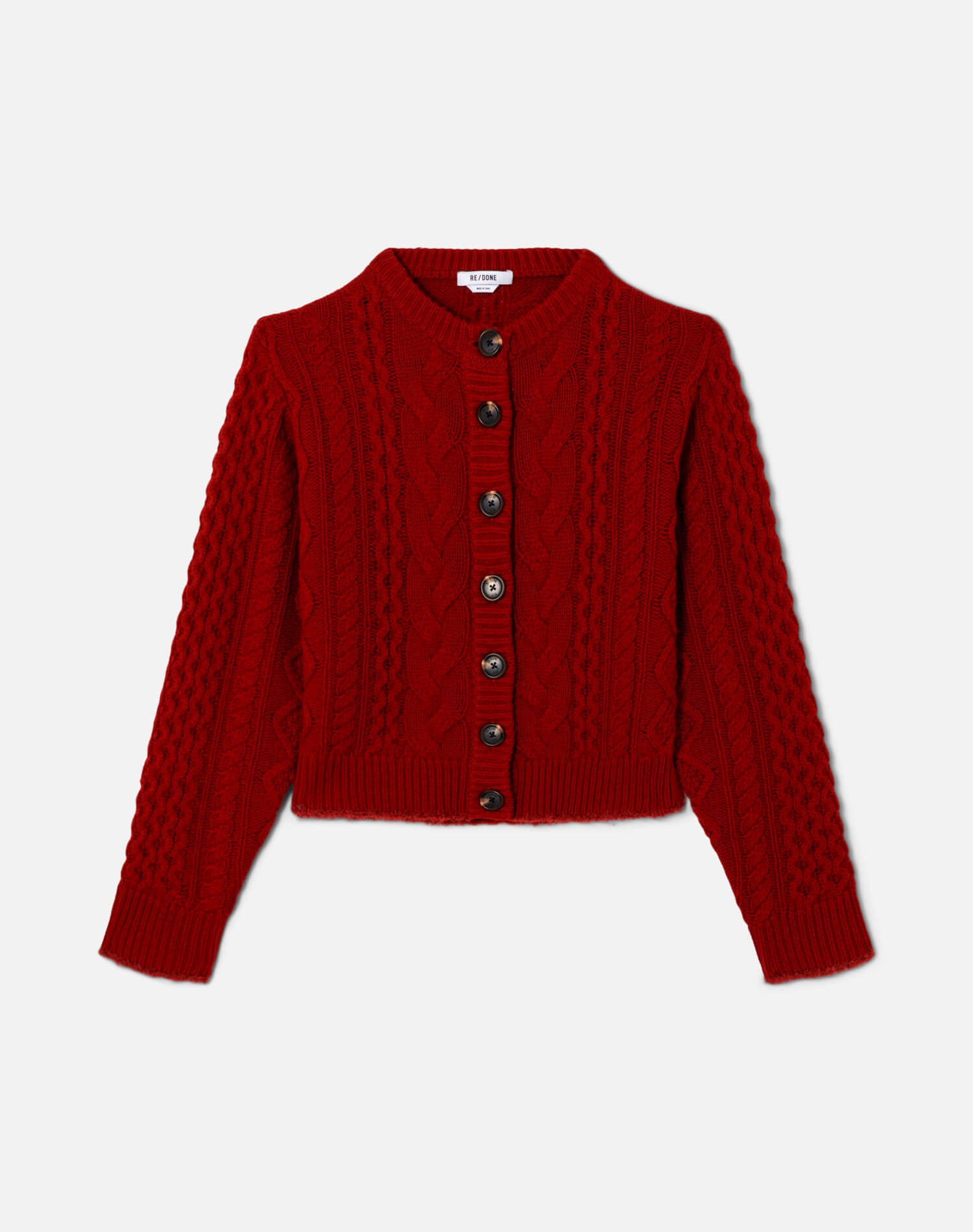 RE/DONE | Cable Cardigan in Rosso
