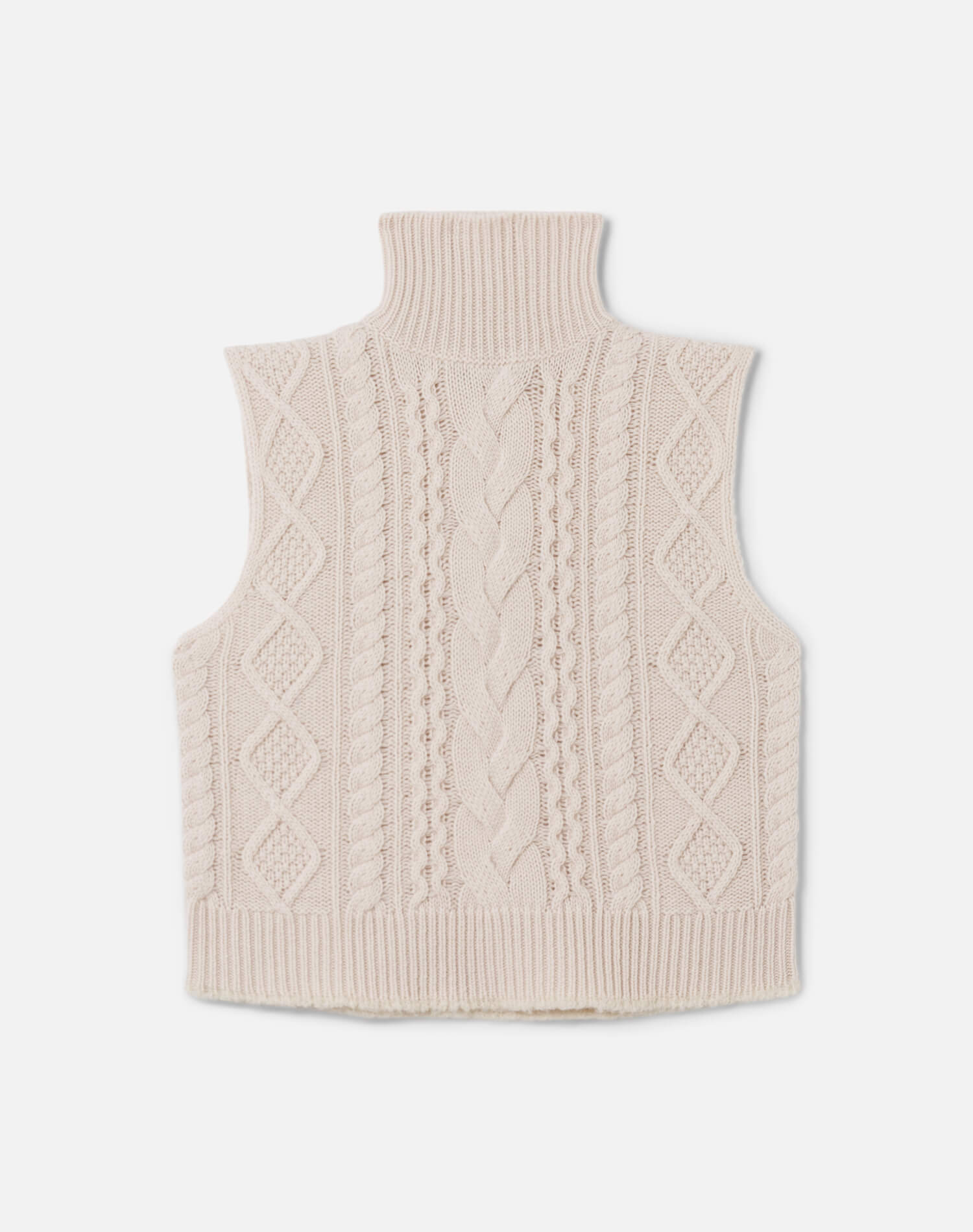 ニット/セーター high neck patchwork cable knit vest RE/DONE | Cable Turtleneck Vest in Linen
