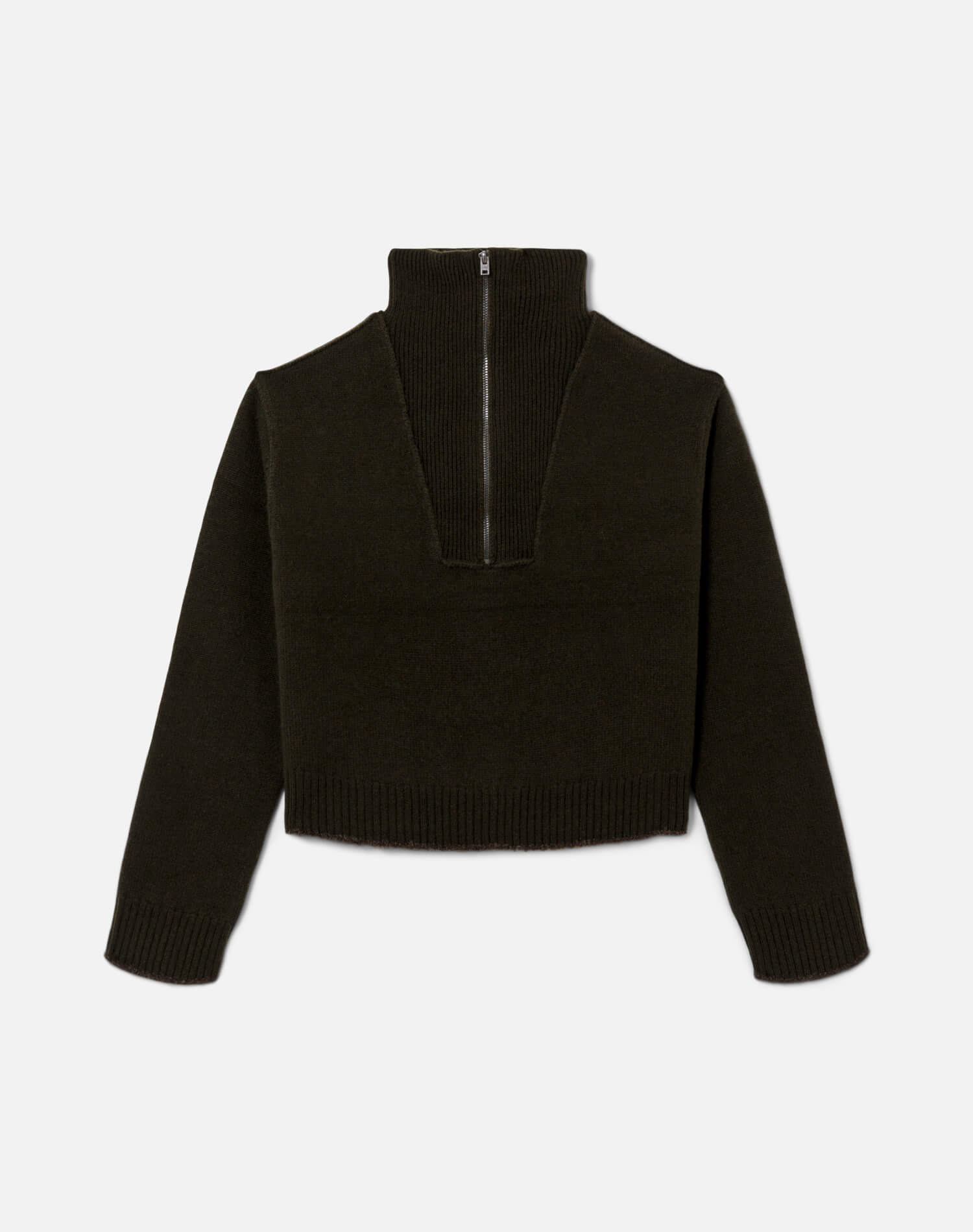 RE/DONE | Zip Neck Pullover in Olive Branch