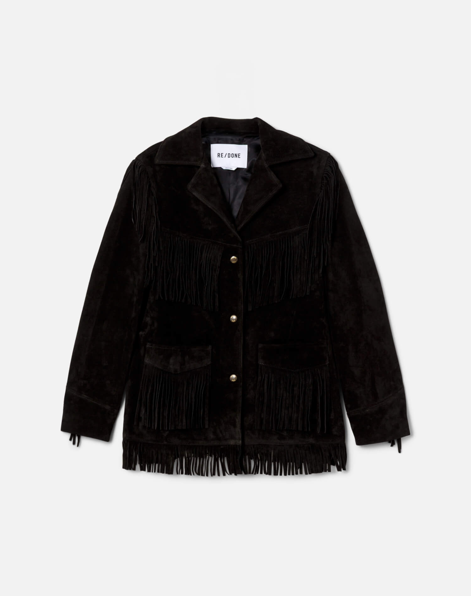RE/DONE | Suede Fringe Jacket in Black