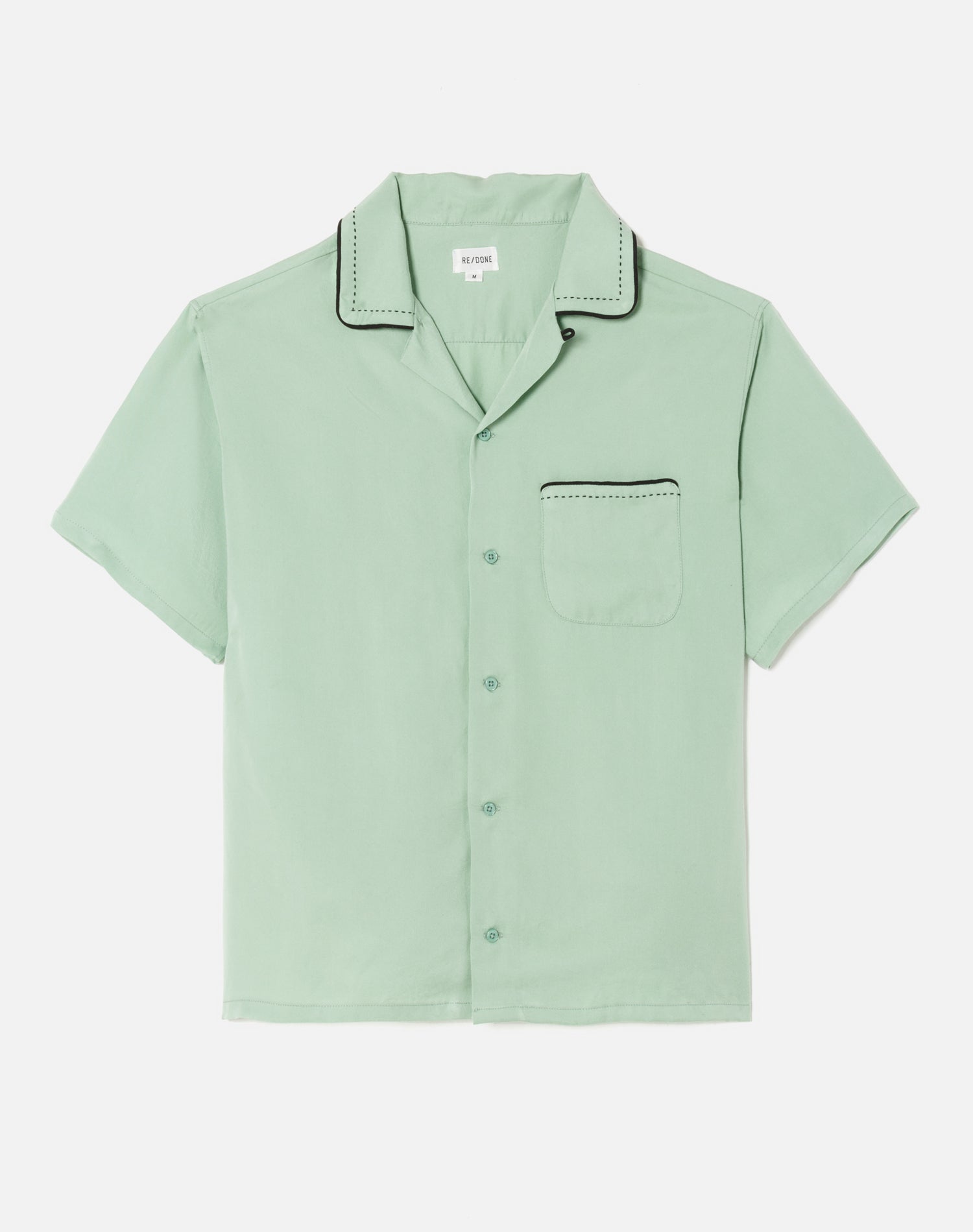 RE/DONE SURPLUS | Sashiko Bowling Shirt in Pale Green