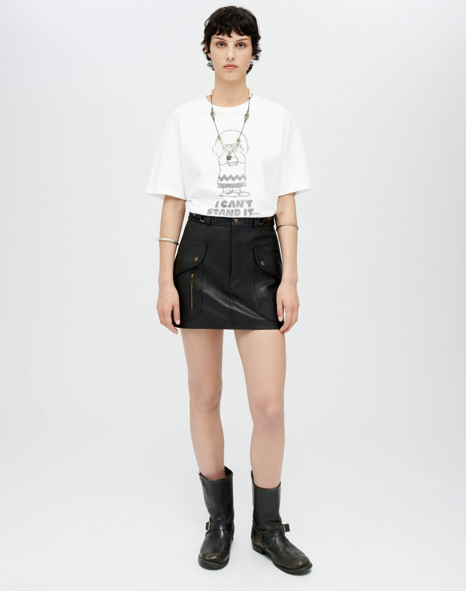 Vintage white 2025 leather mini skirt