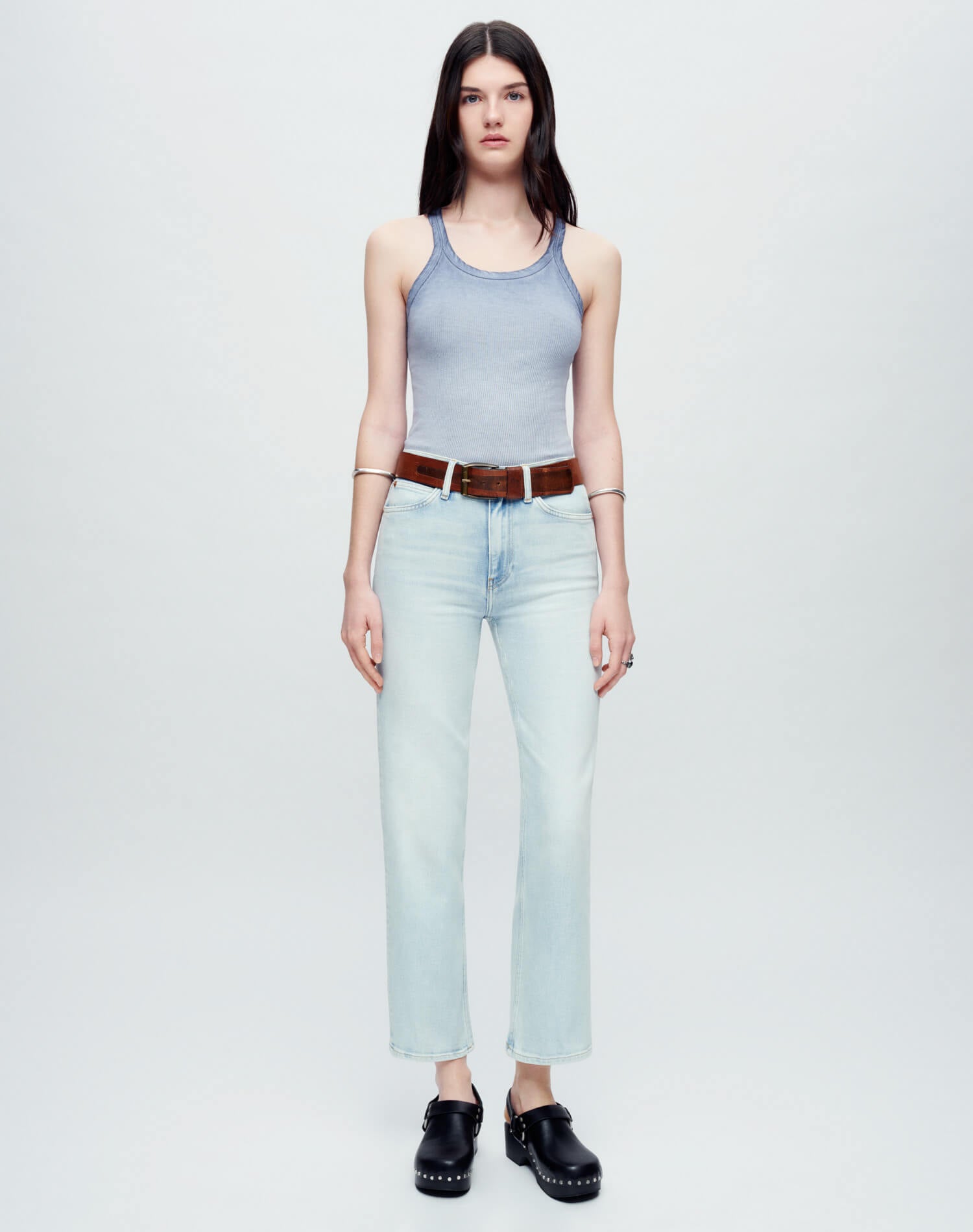 70s high-rise bootcut jeans in grey - Re Done
