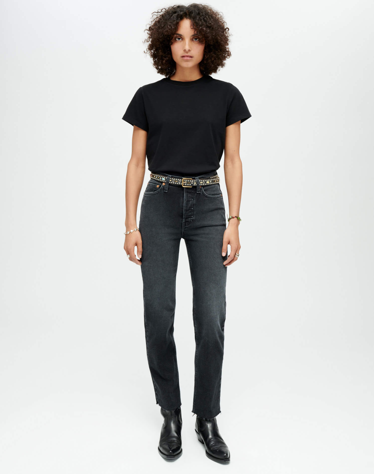 70s High Flare Washed Black High Rise Jeans