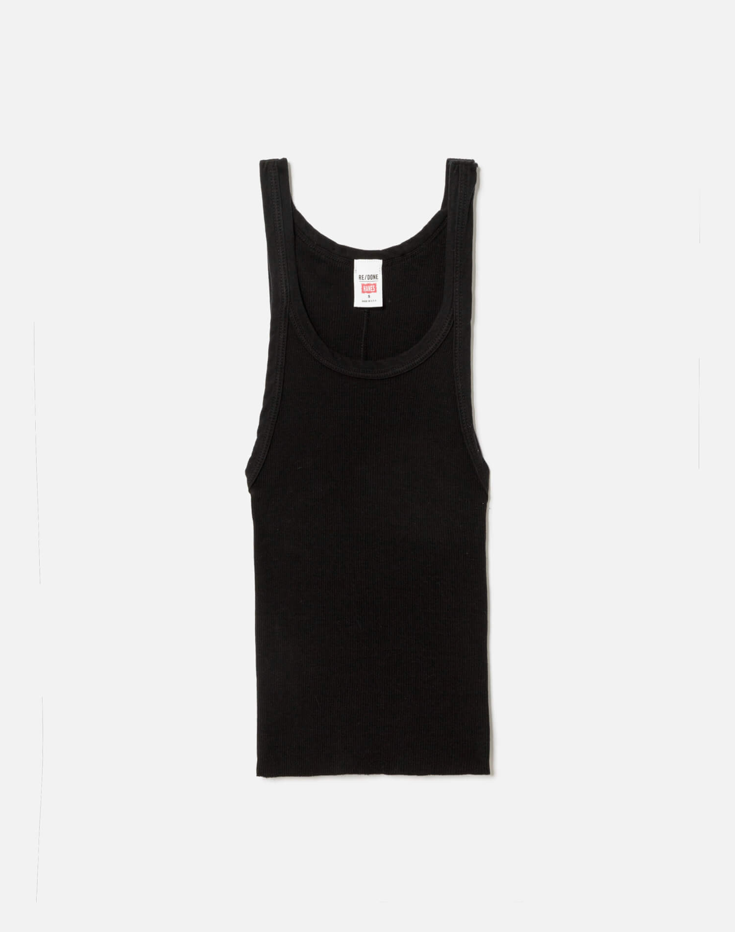 RE/DONE | Cropped Ribbed Tank in Black