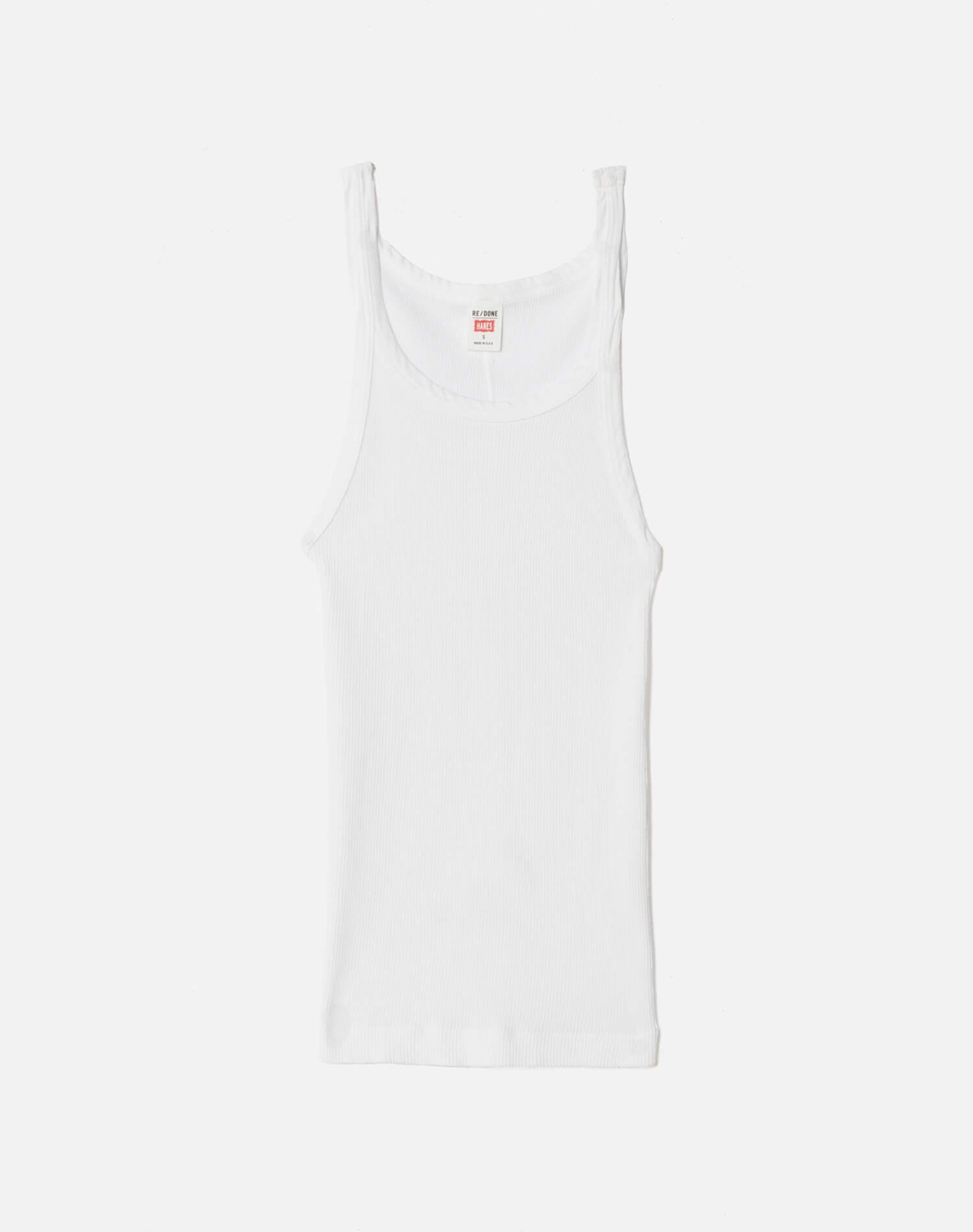 RE/DONE Ribbed Tank in Optic White