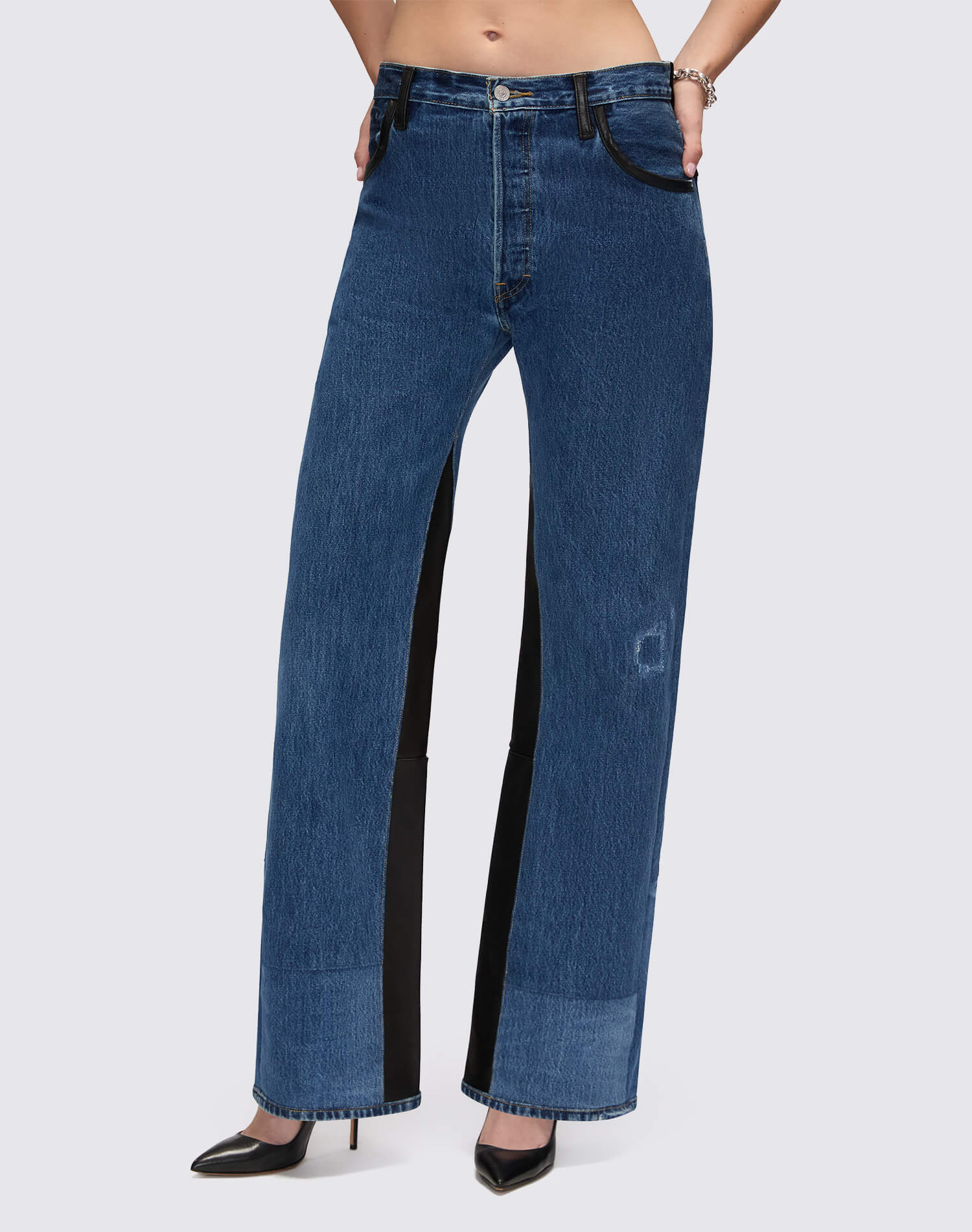 RE/DONE | Levi's High Rise Wide Leg in Indigo Leather