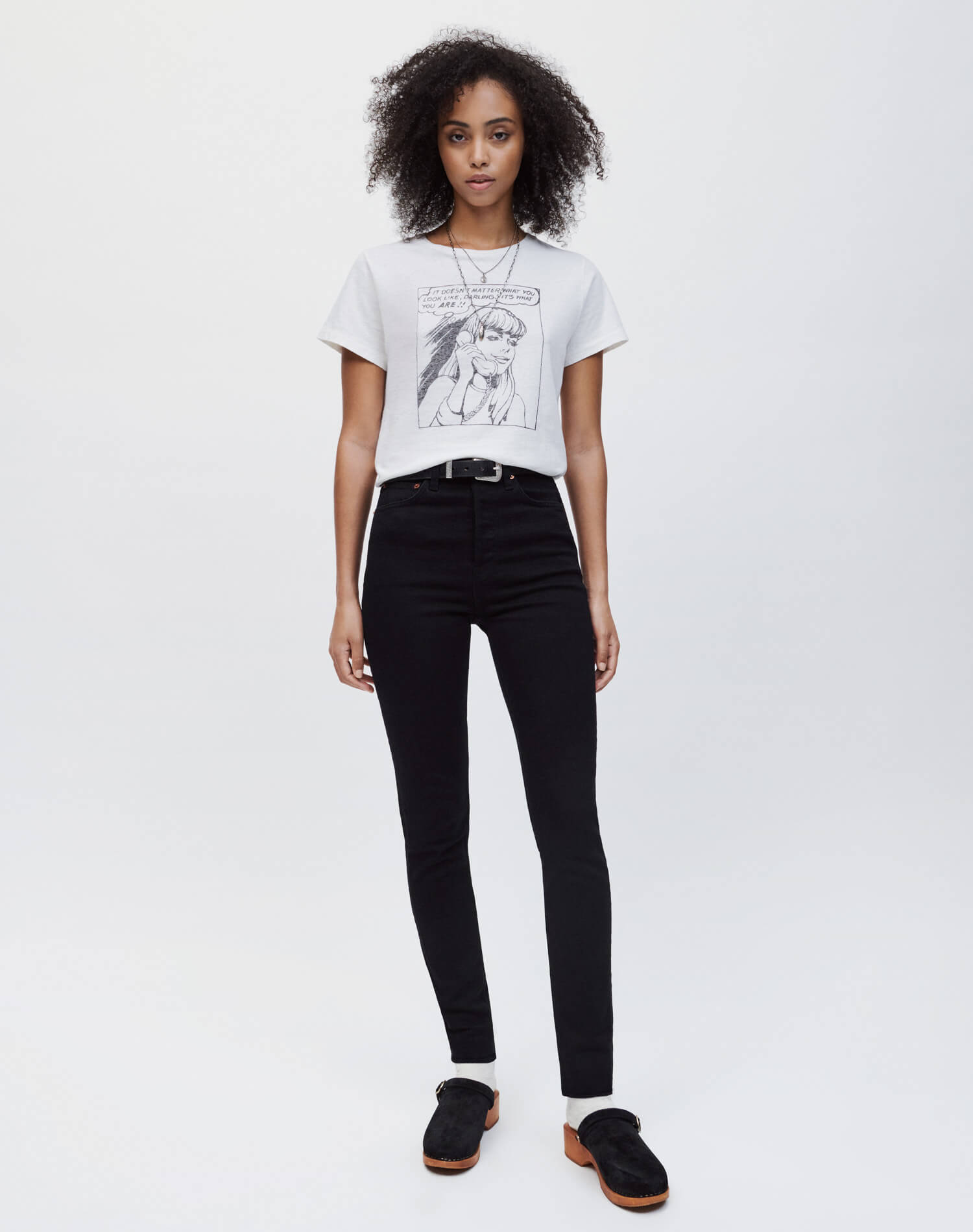 RE/DONE Jeans | Extra Stretch High Rise Ankle Crop in Noir