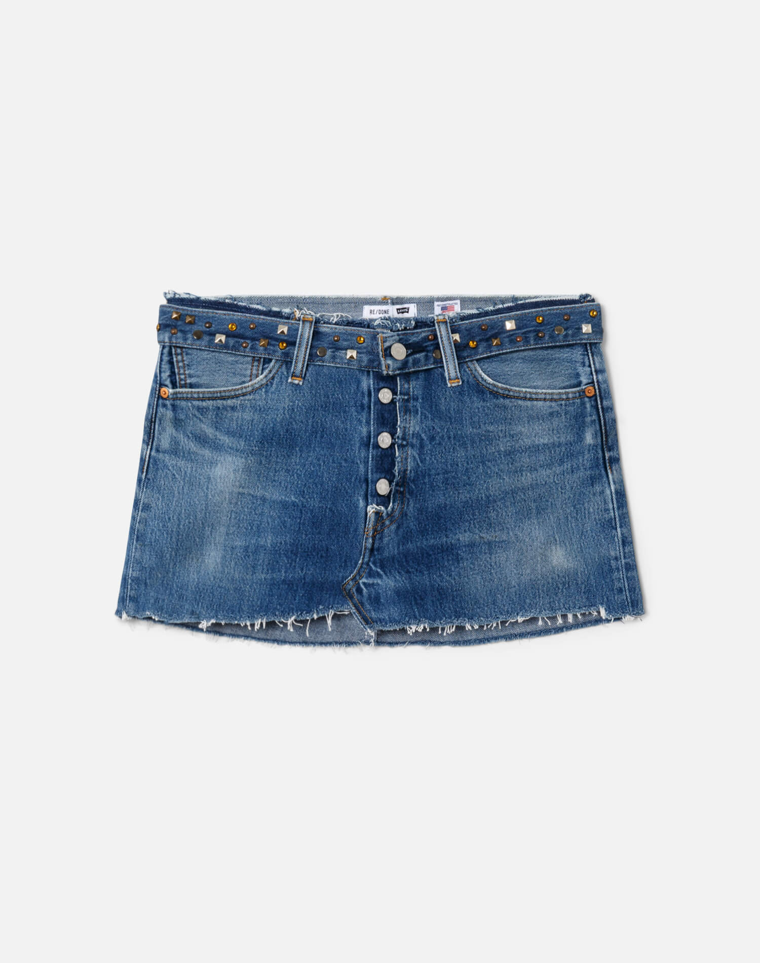 Levi's Multi Stud Raw Waist Mini Skirt - Indigo Multi Stud