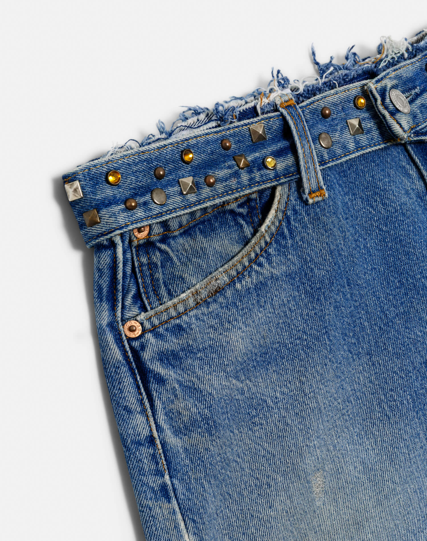 Levi's Multi Stud Raw Waist Mini Skirt - Indigo Multi Stud