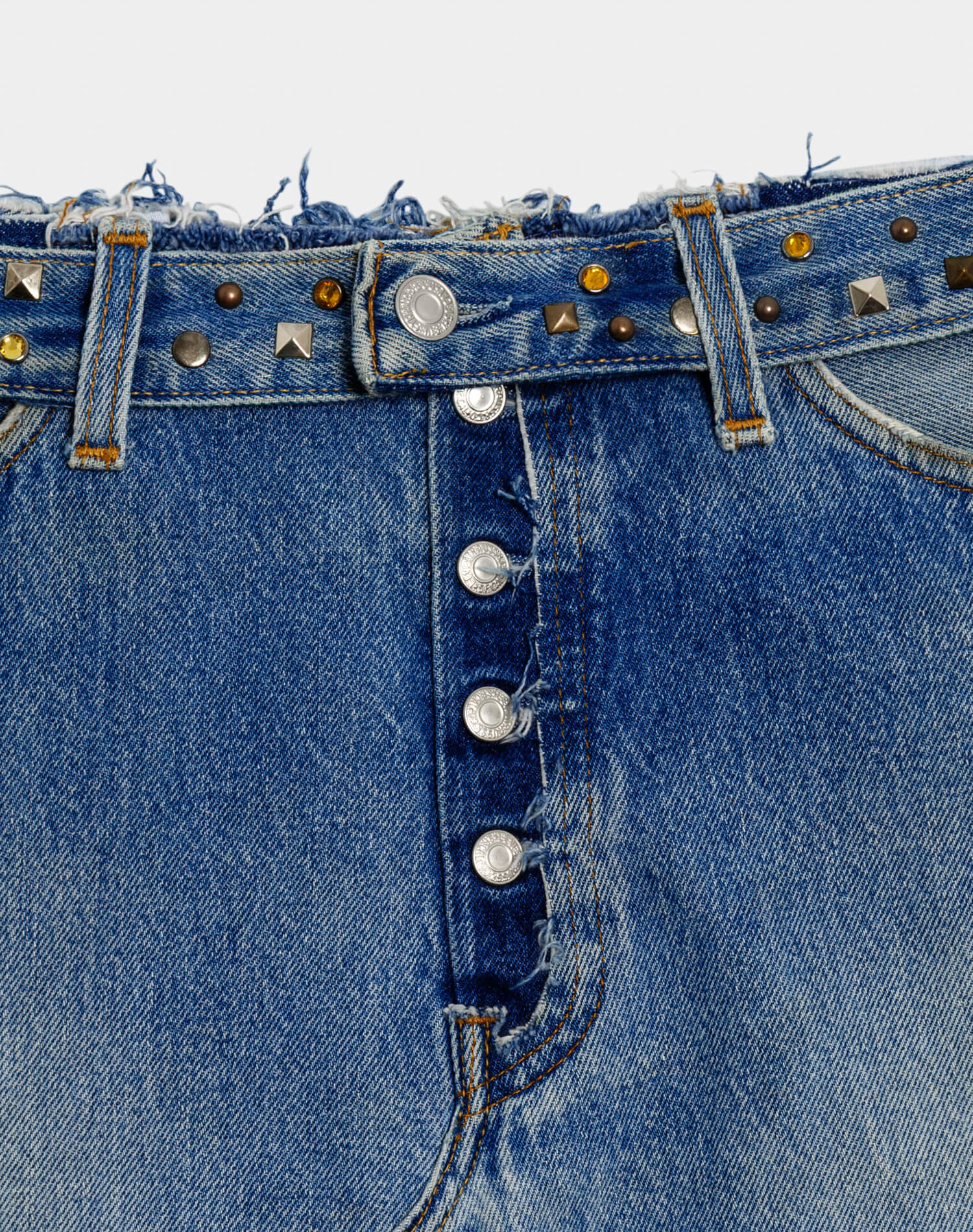 Levi's Multi Stud Raw Waist Mini Skirt - Indigo Multi Stud