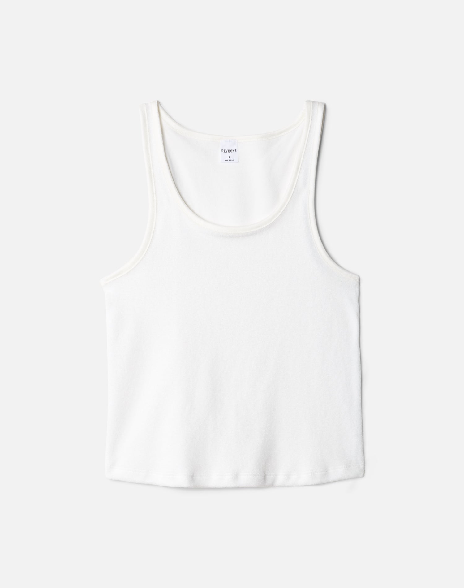 Scoop Neck Terry Tank - White