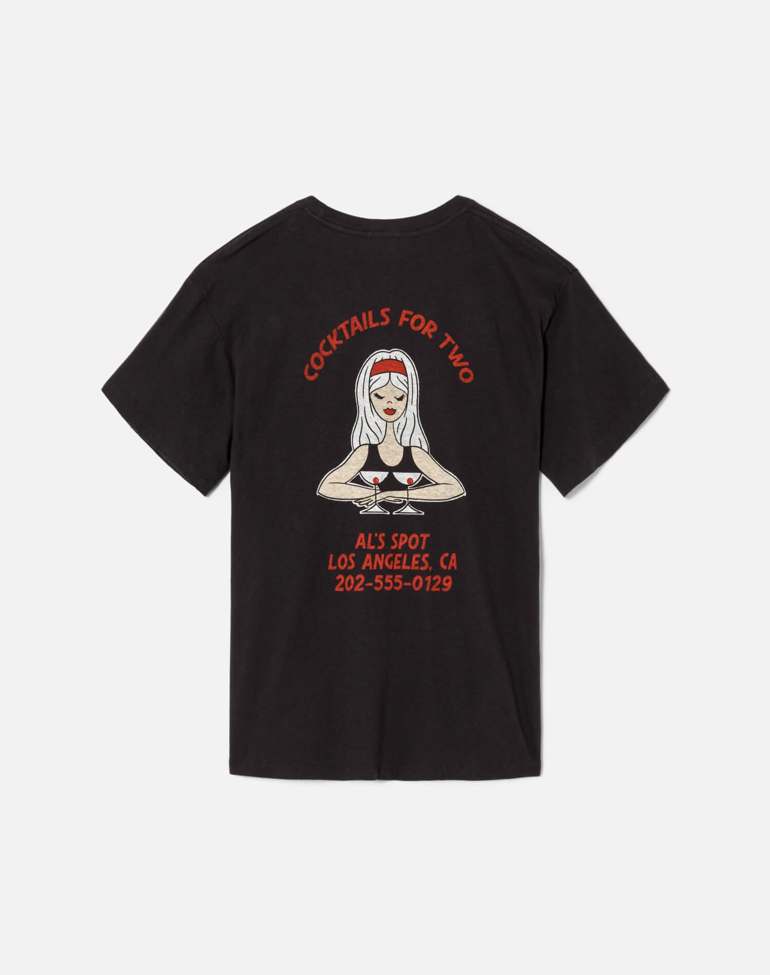 90s Easy "Cocktails For Two" Tee - Washed Black