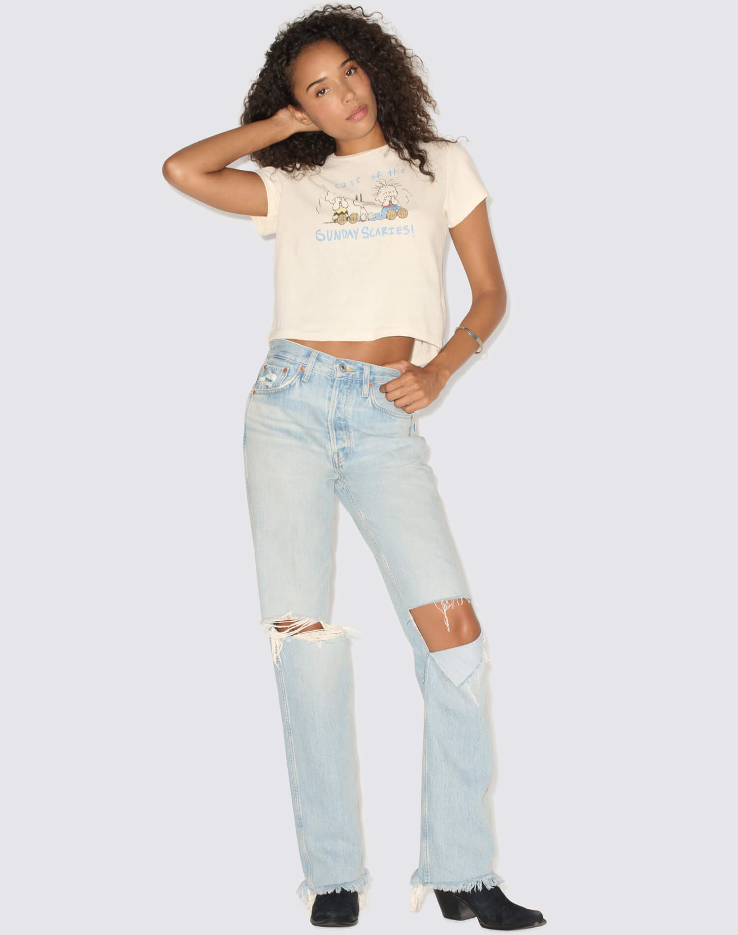 50s Boxy Tee Scaries - Vintage White