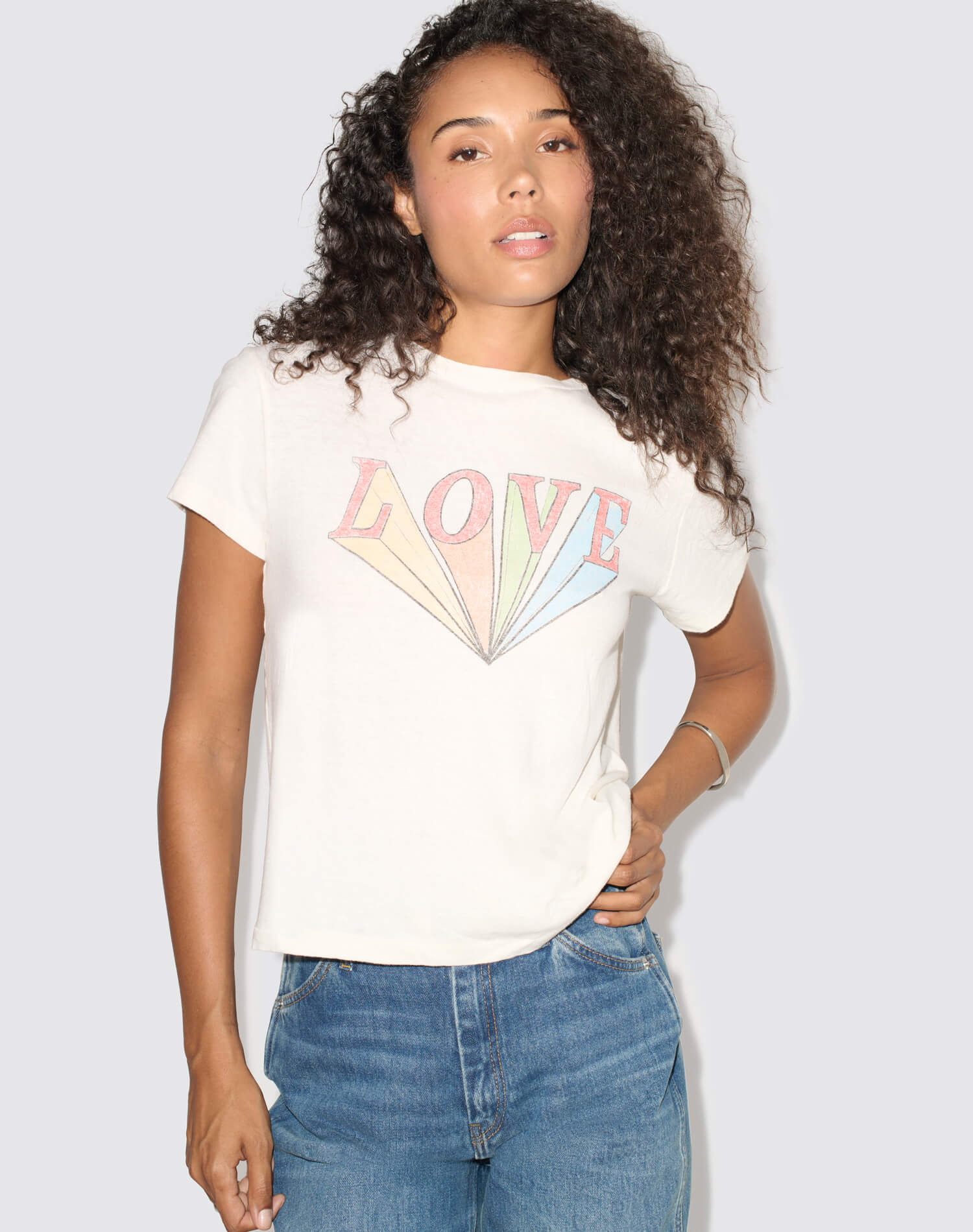 Classic Tee Love Rainbow - Vintage White