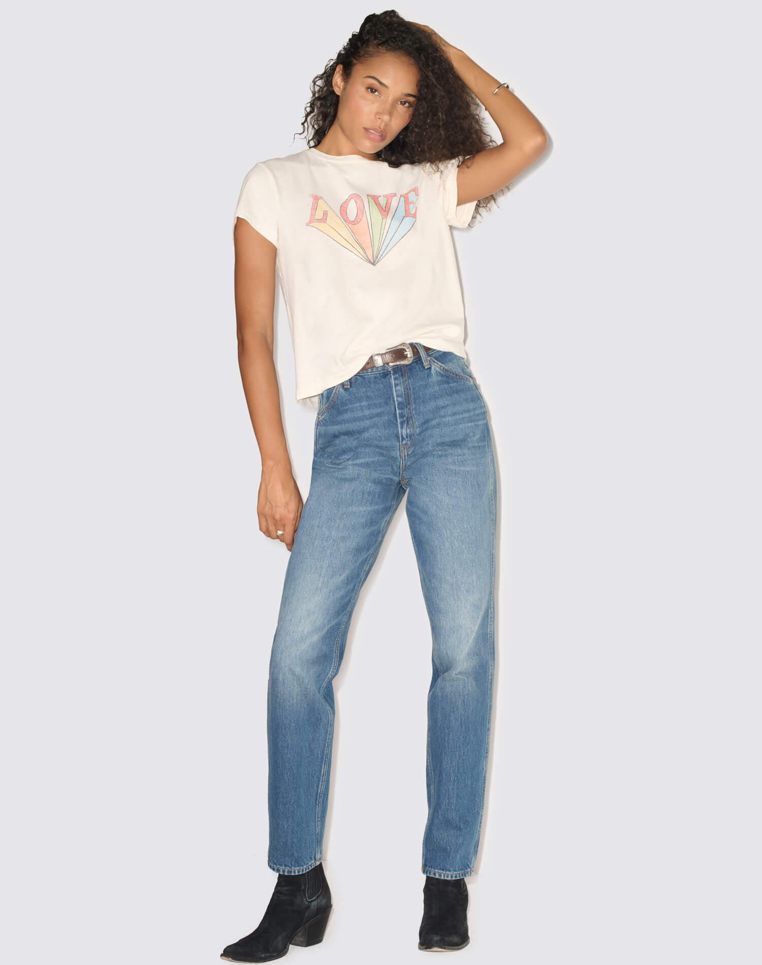 Classic Tee Love Rainbow - Vintage White
