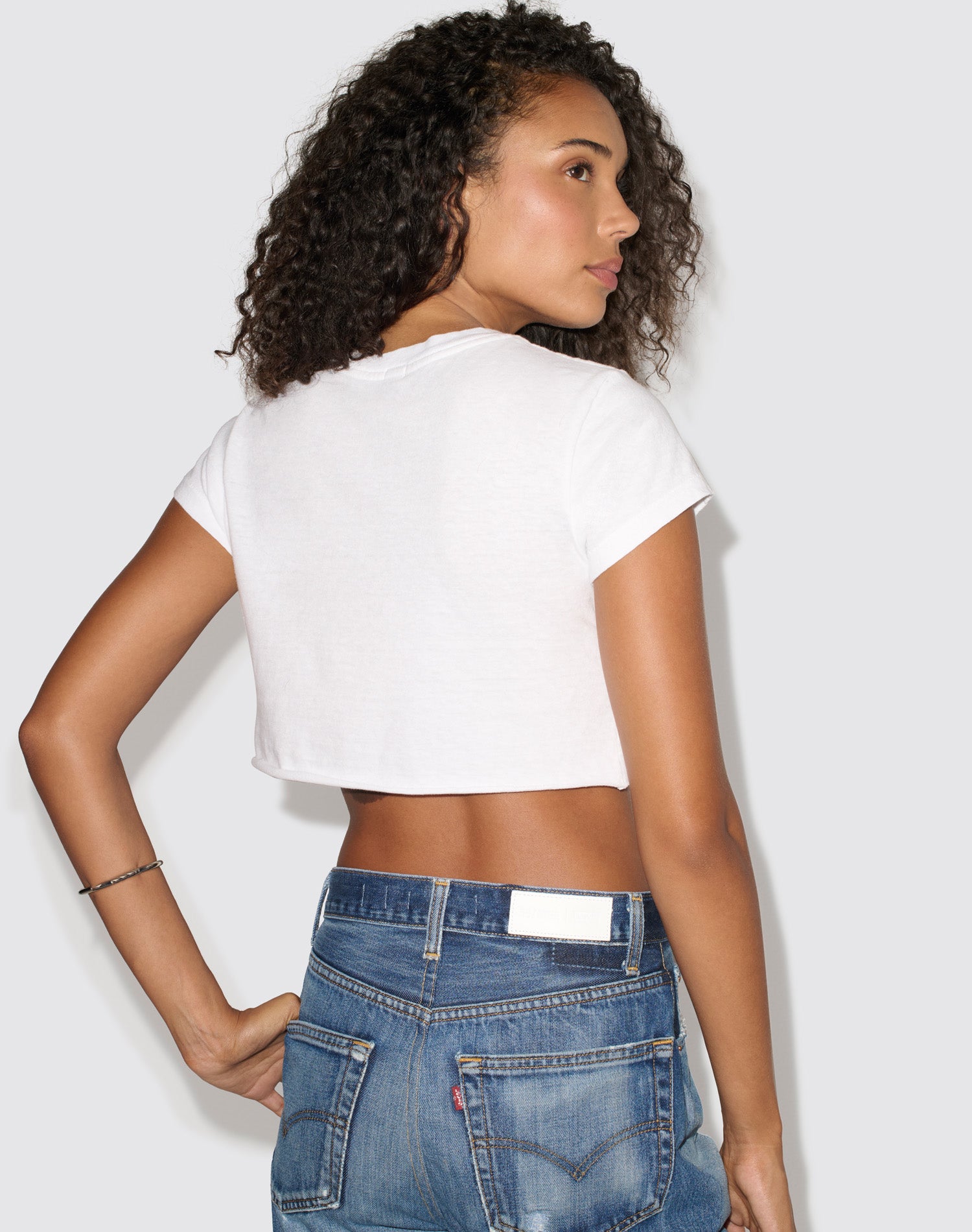 Hanes Cropped 60s Slim Tee - White