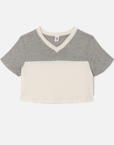 Hanes V Neck Contrast Jersey - HTG Vintage White – RE/DONE