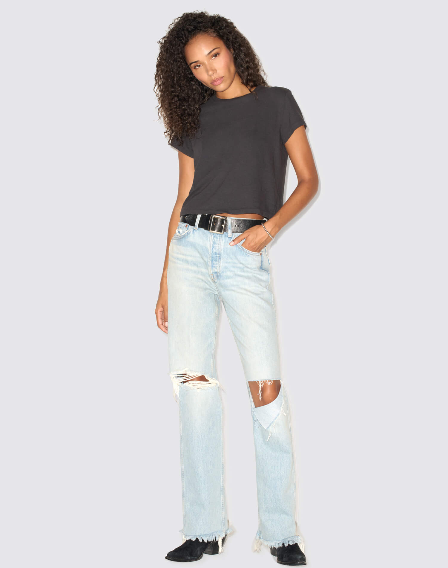 Hanes 1950s Boxy Tee - Washed Black