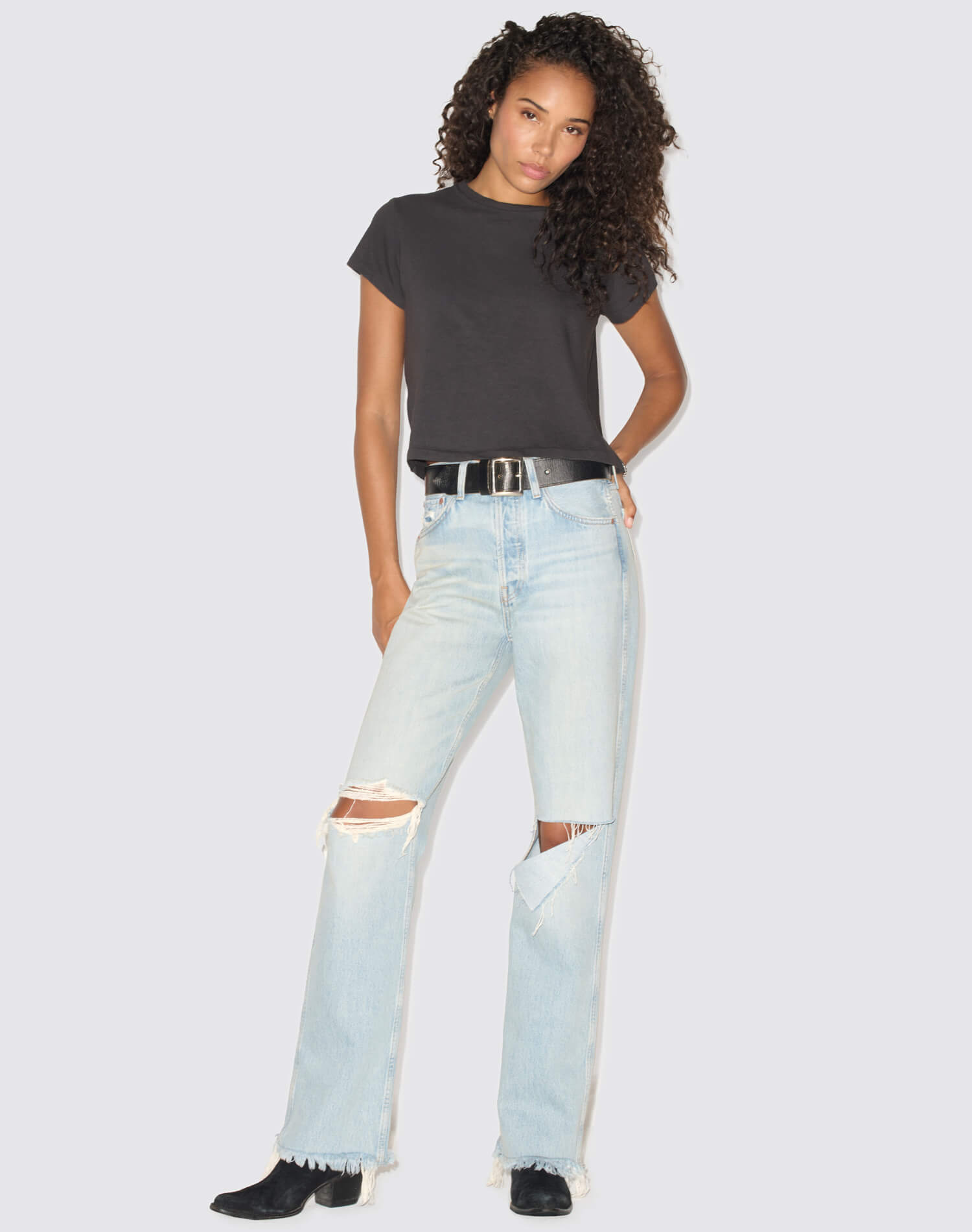 Hanes 1950s Boxy Tee - Washed Black