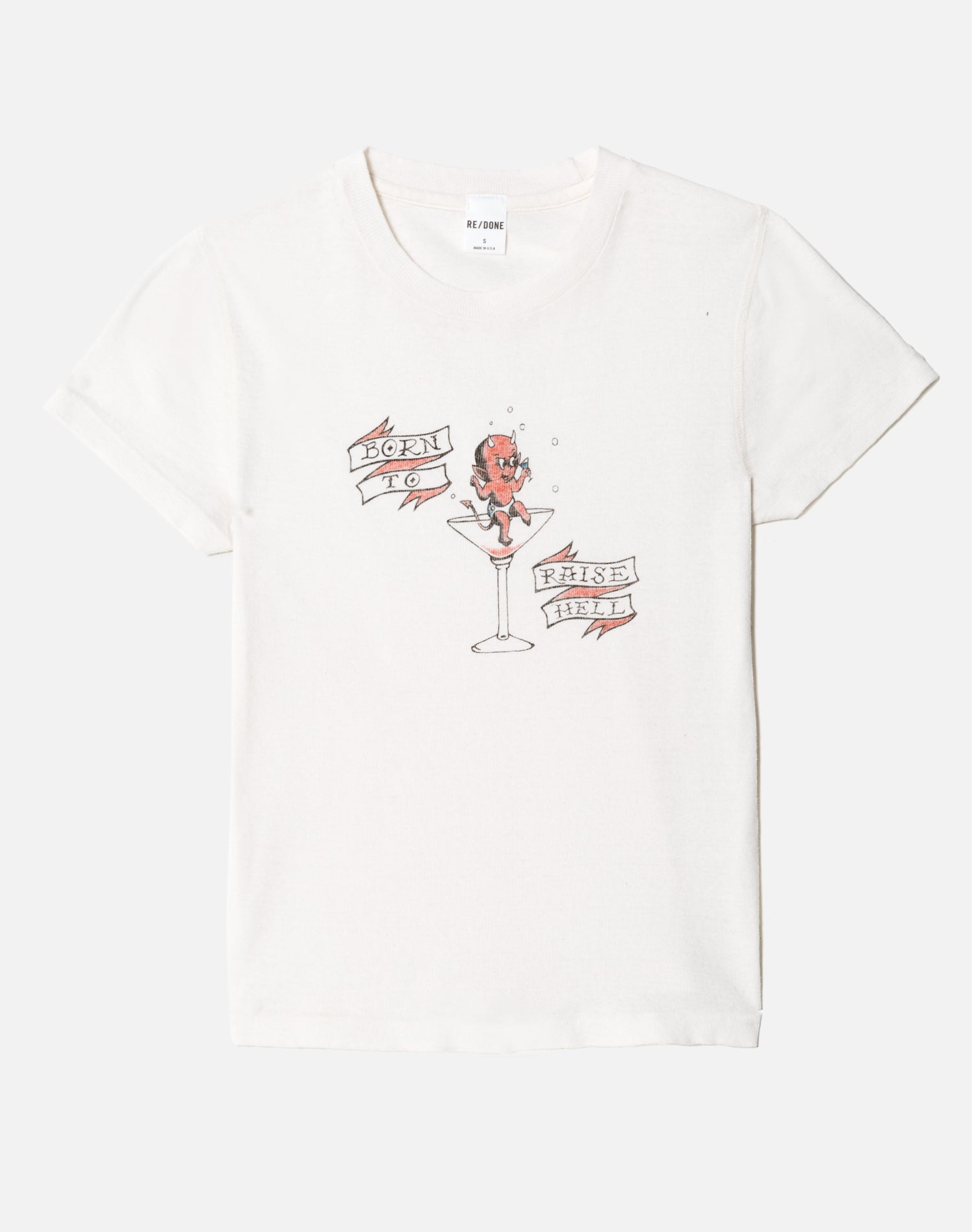 90s Baby Tee "Raise Hell" - Vintage White
