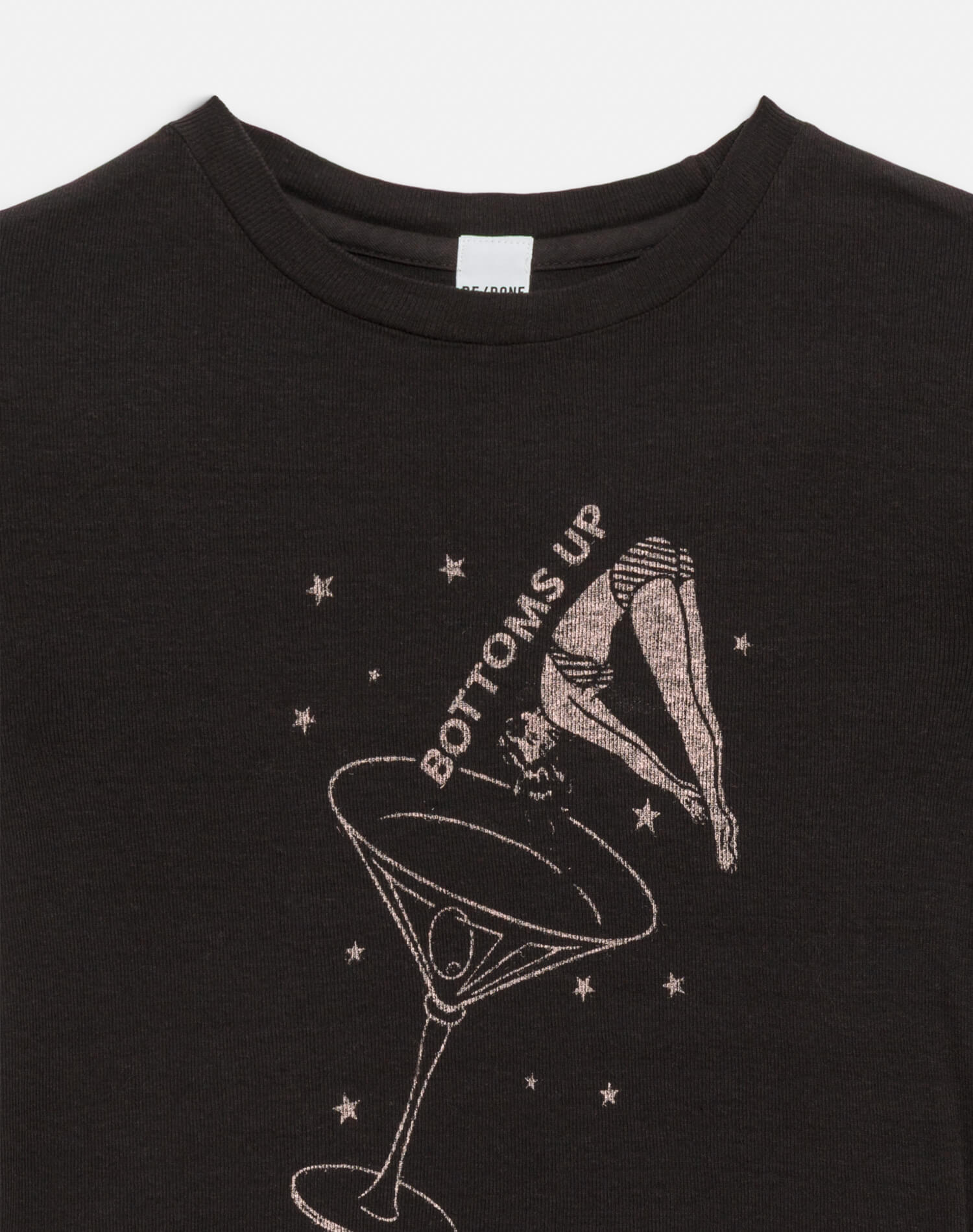 90s Baby Long Sleeve "Bottoms Up" - Washed Black