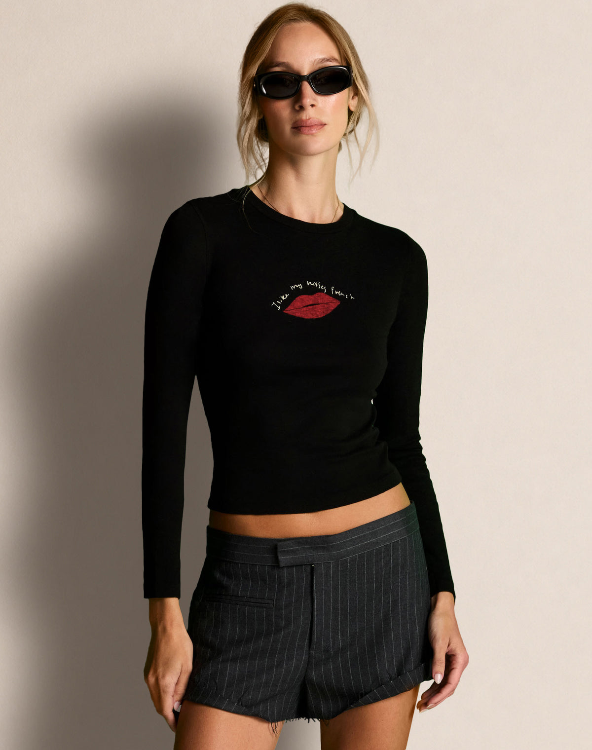Baby Long Sleeve Kisses - Noir