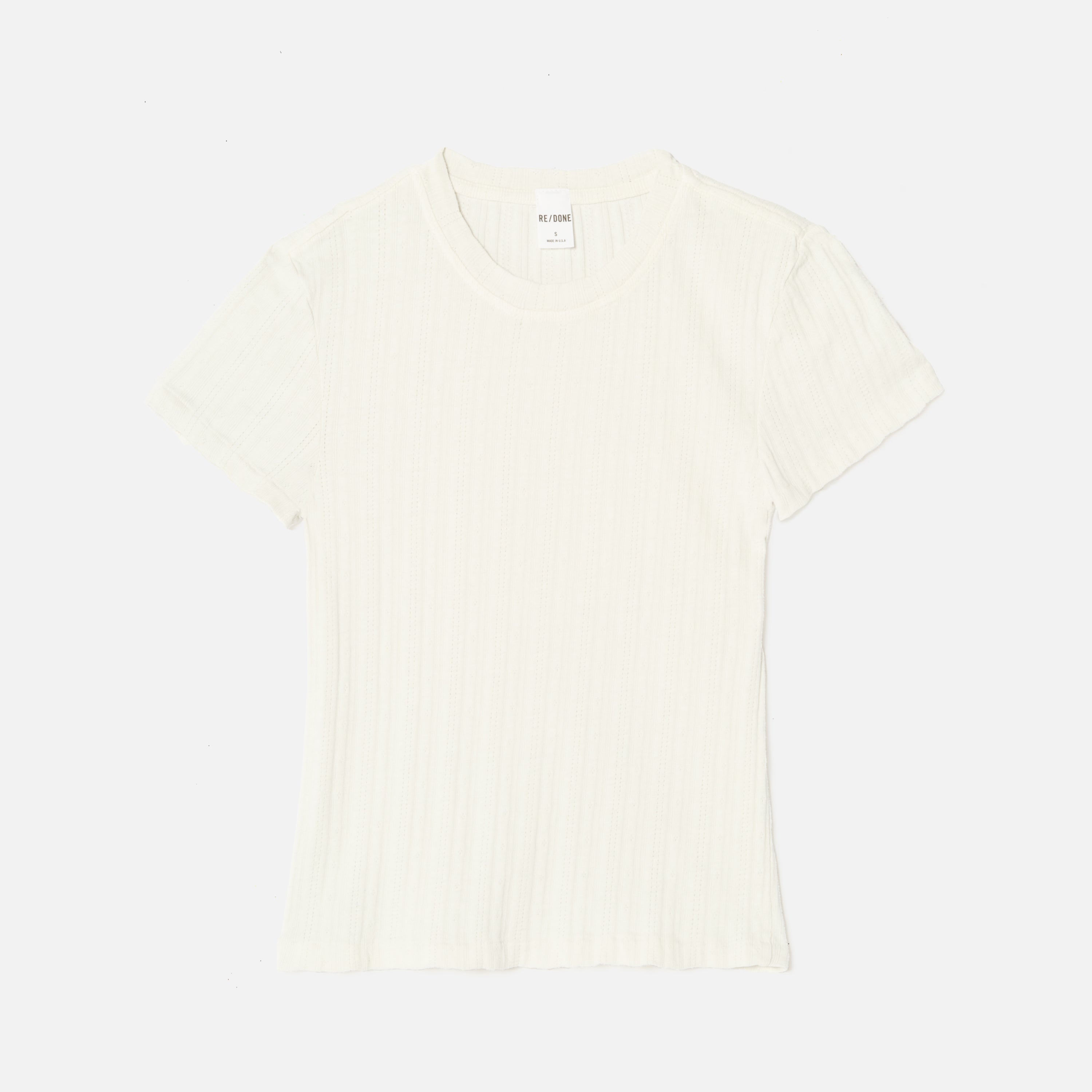 Pointelle Baby Tee - Vintage White