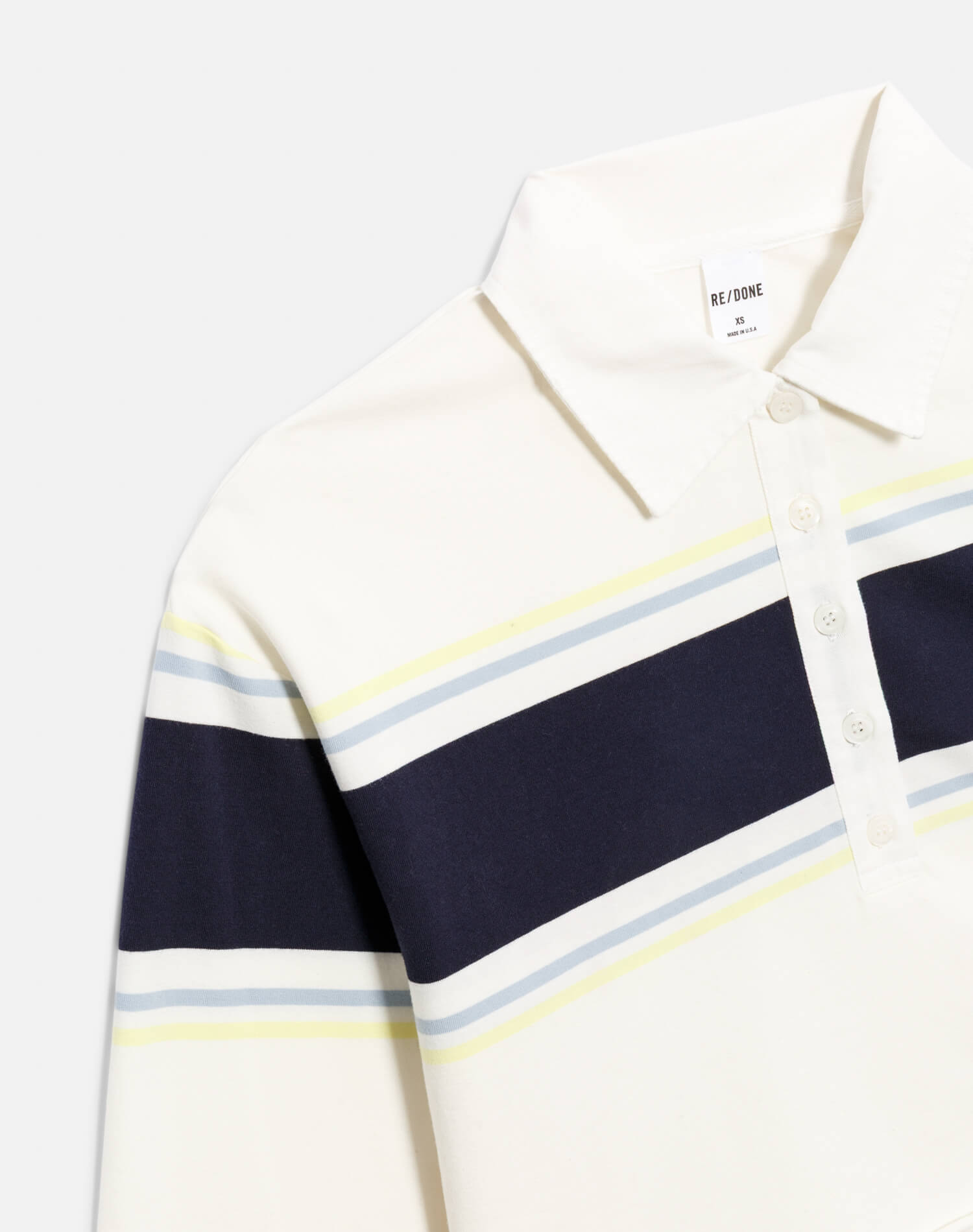Cut Off Rugby Polo - Off White Stripe