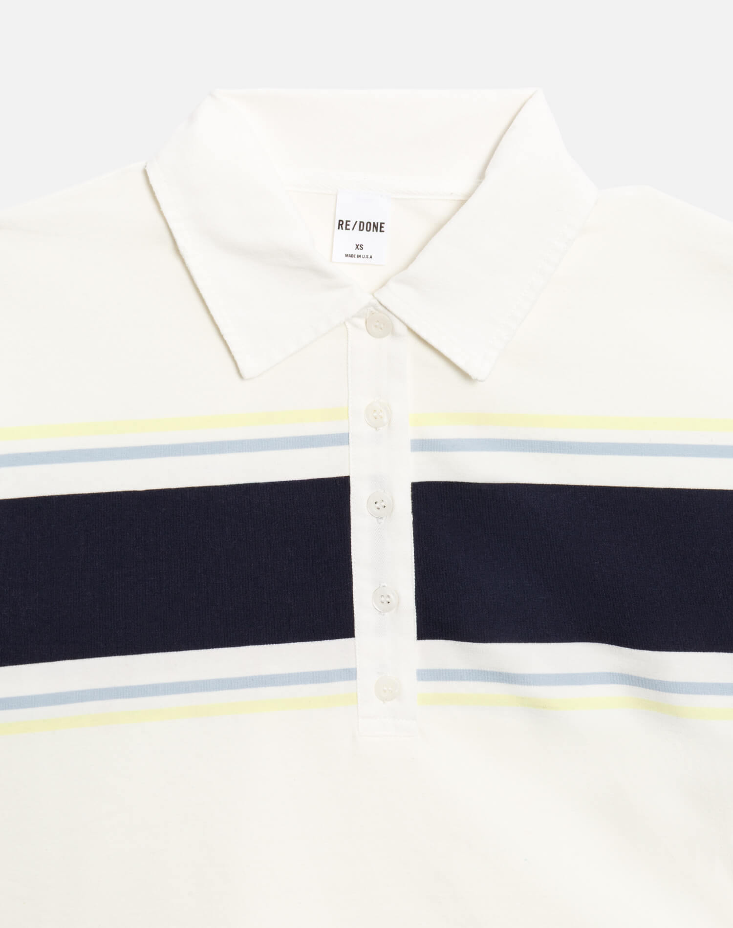 Cut Off Rugby Polo - Off White Stripe