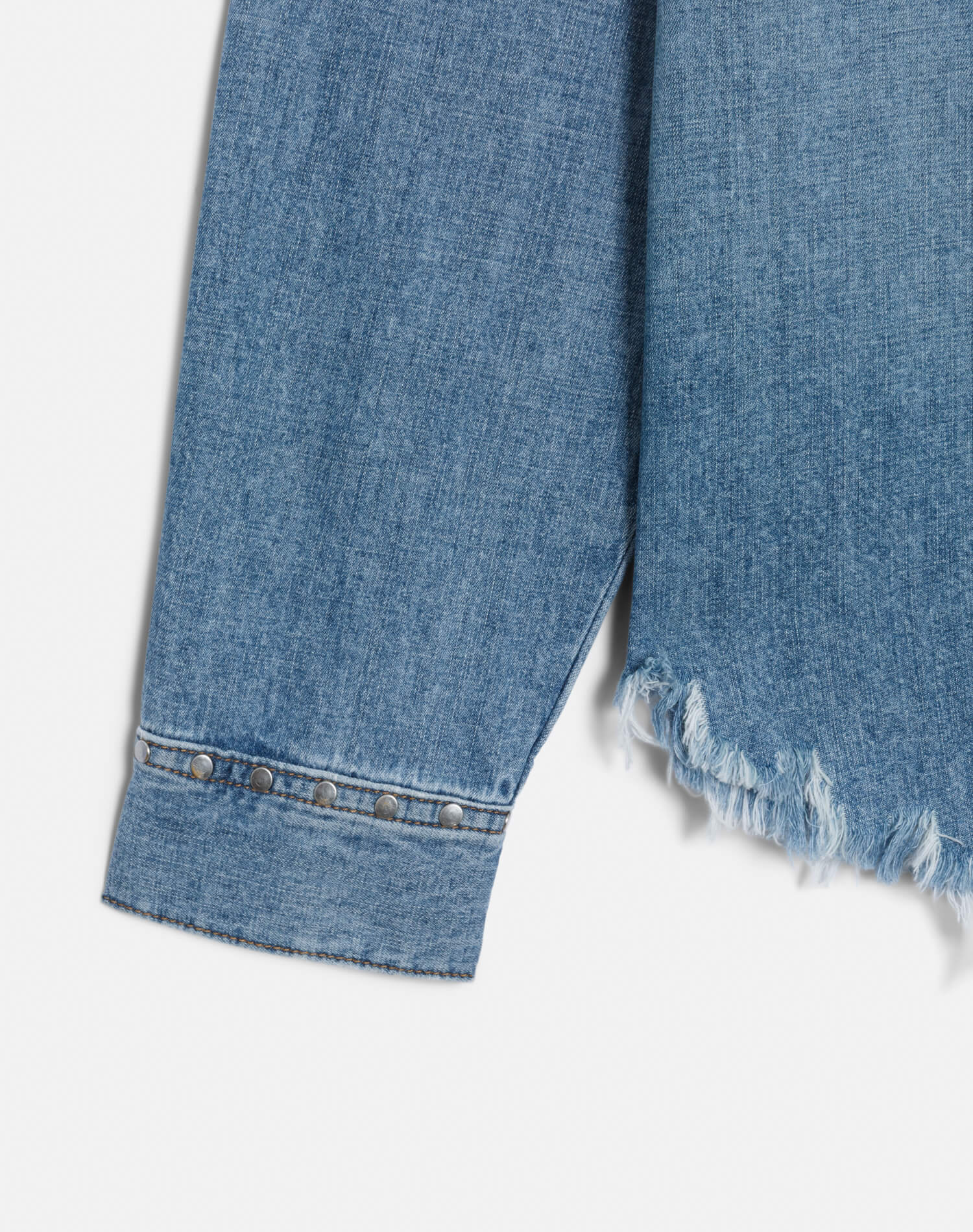 Distressed Western Shirt - Vintage Biker Blue Stud