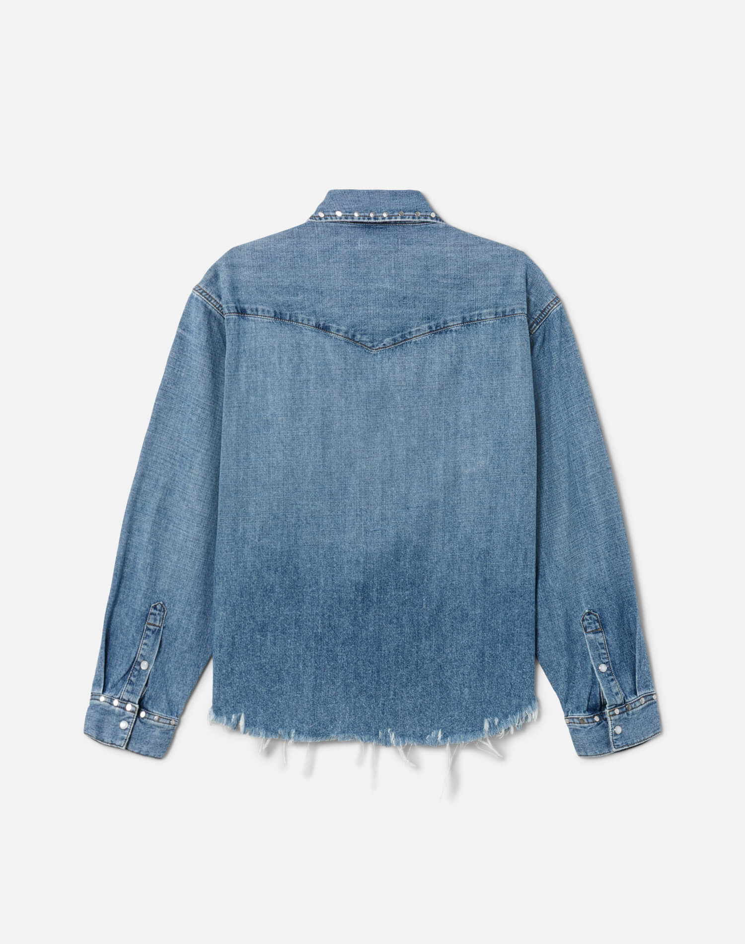 Distressed Western Shirt - Vintage Biker Blue Stud