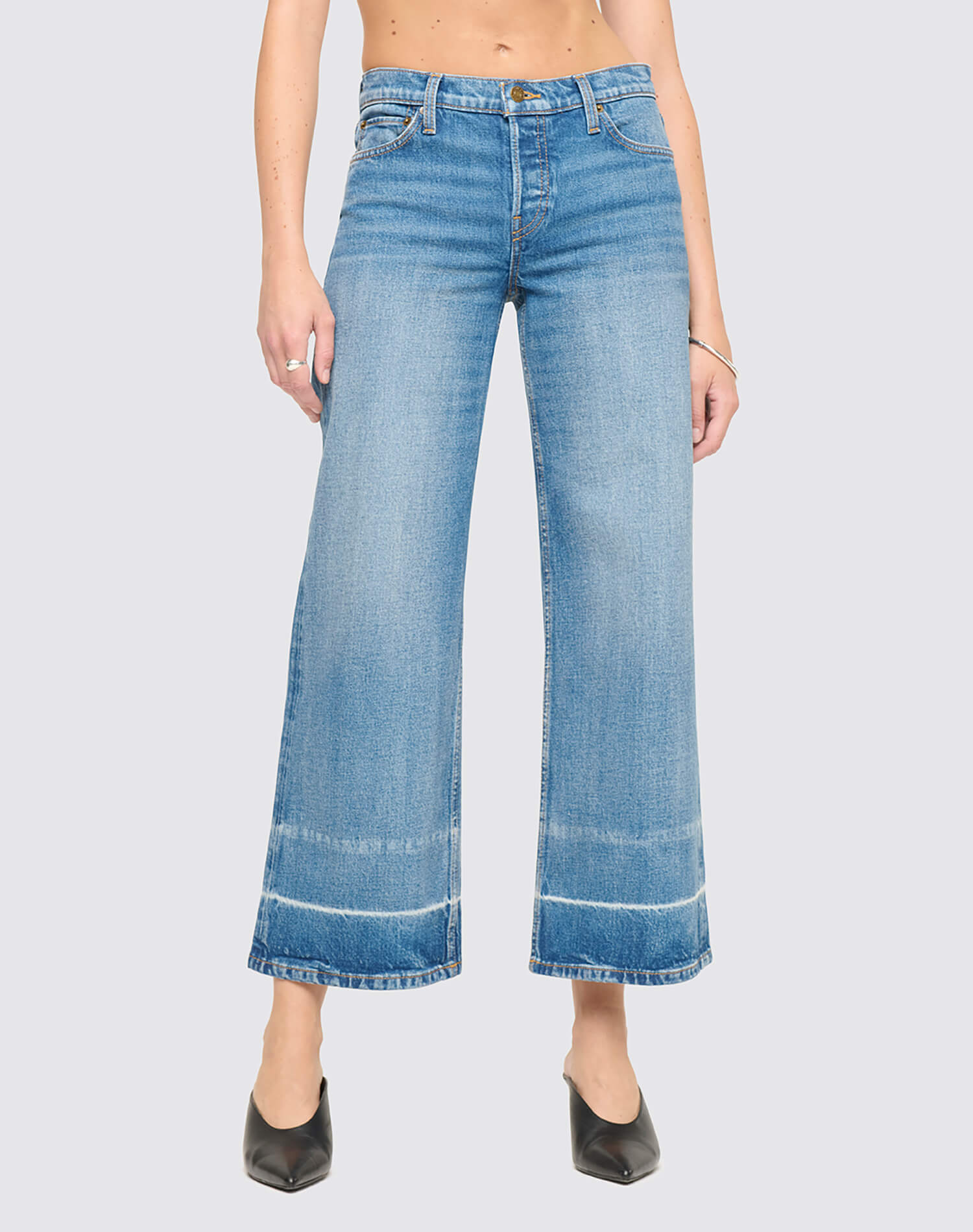 Comfort Stretch Mid Rise Wide Leg Crop - Vinyl Fade