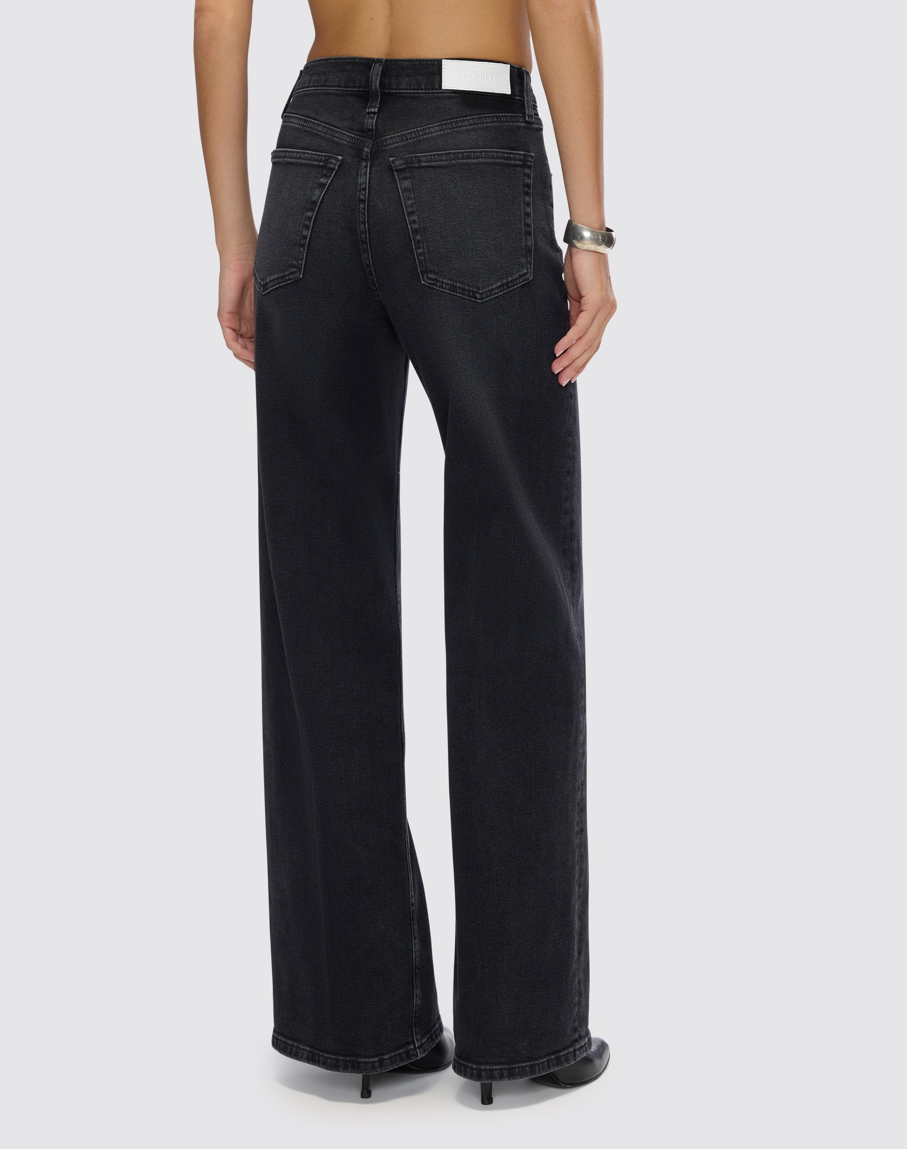 Comfort Stretch High Rise Wide Leg - Washed Noir
