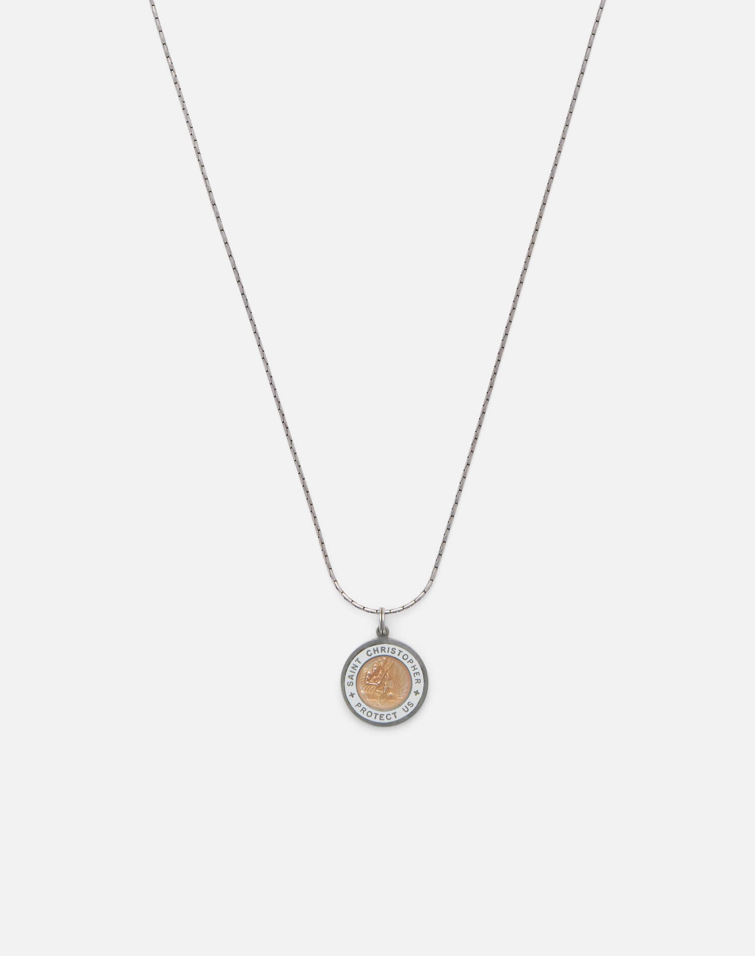 Vintage Sterling Enamel St Christopher Necklace - #1679