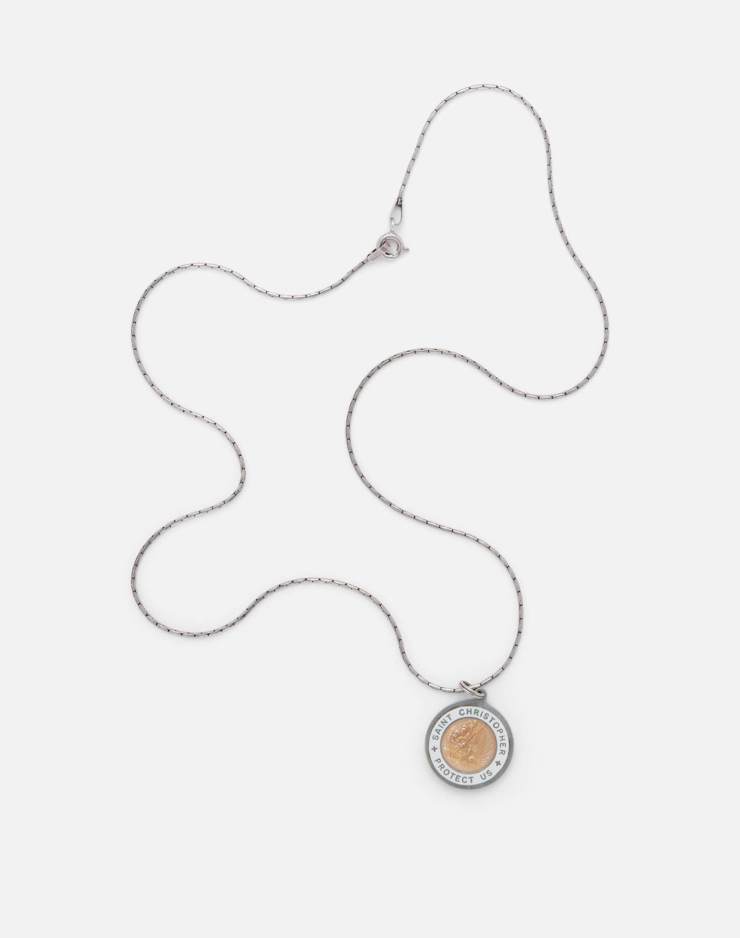 Vintage Sterling Enamel St Christopher Necklace - #1679