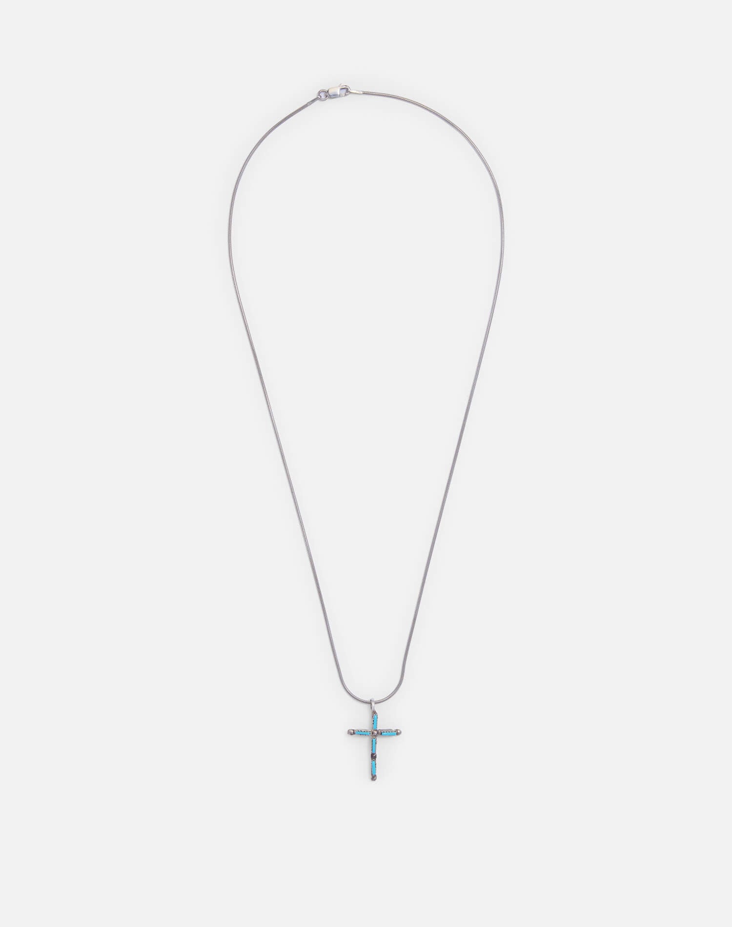 Vintage 50s Zuni Sterling + Turquoise Cross Necklace -#1735