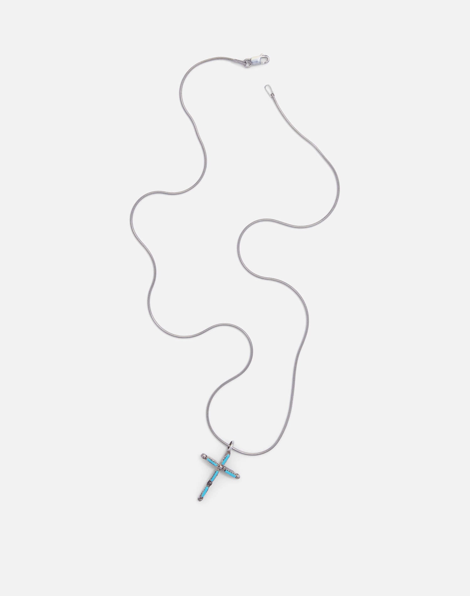 Vintage 50s Zuni Sterling + Turquoise Cross Necklace -#1735