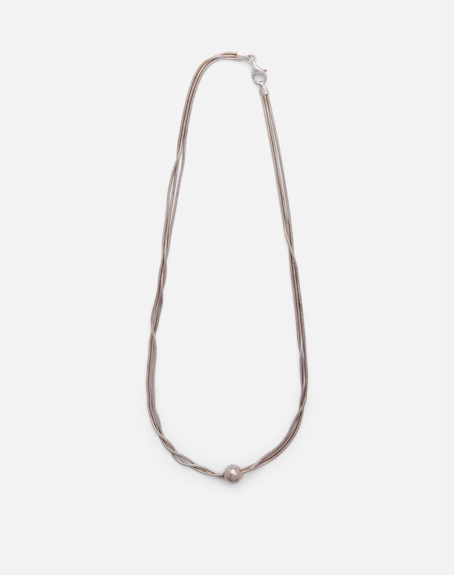 Vintage 80s Liquid Silver and Ball Slider Necklace -#1738