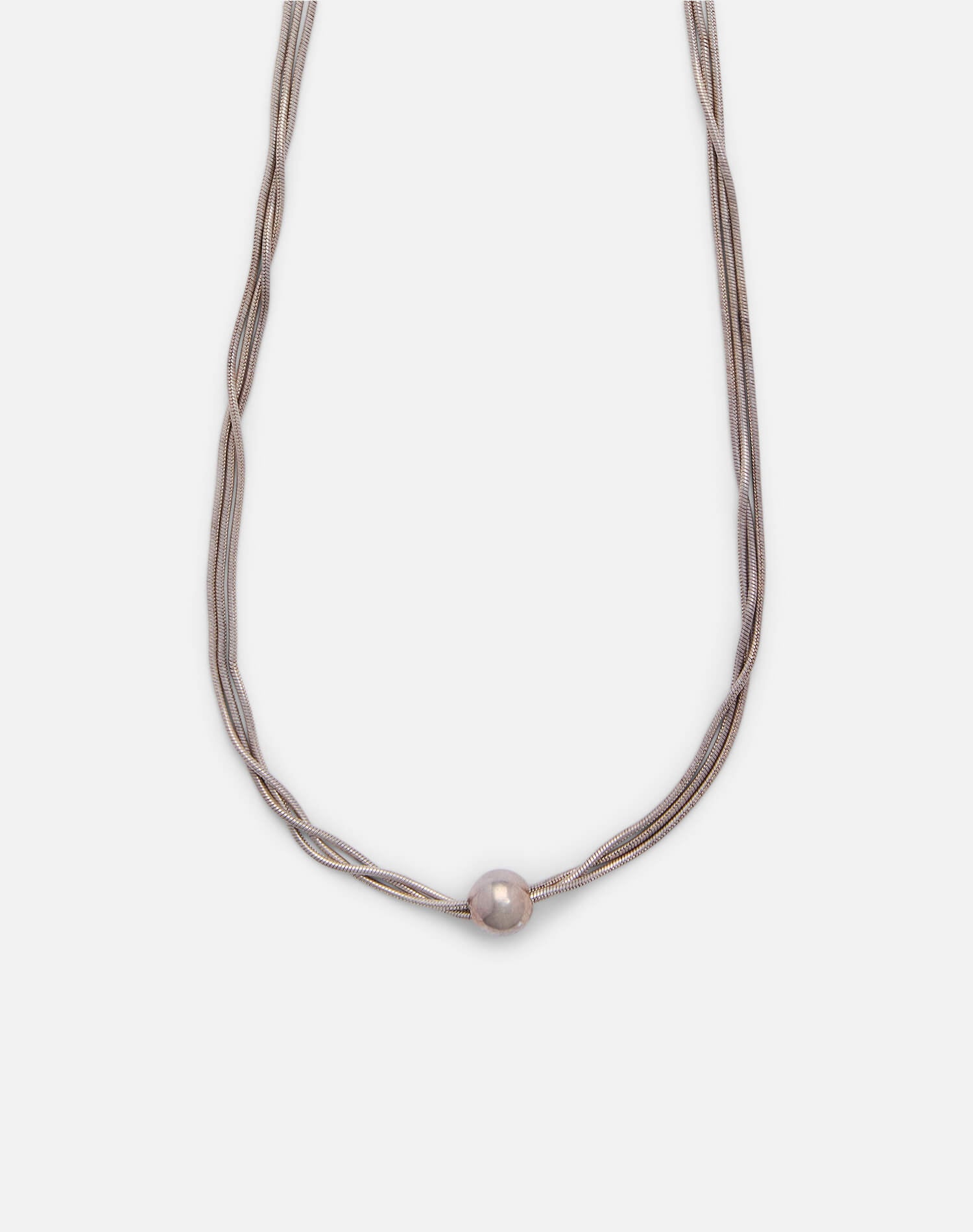 Vintage 80s Liquid Silver and Ball Slider Necklace -#1738