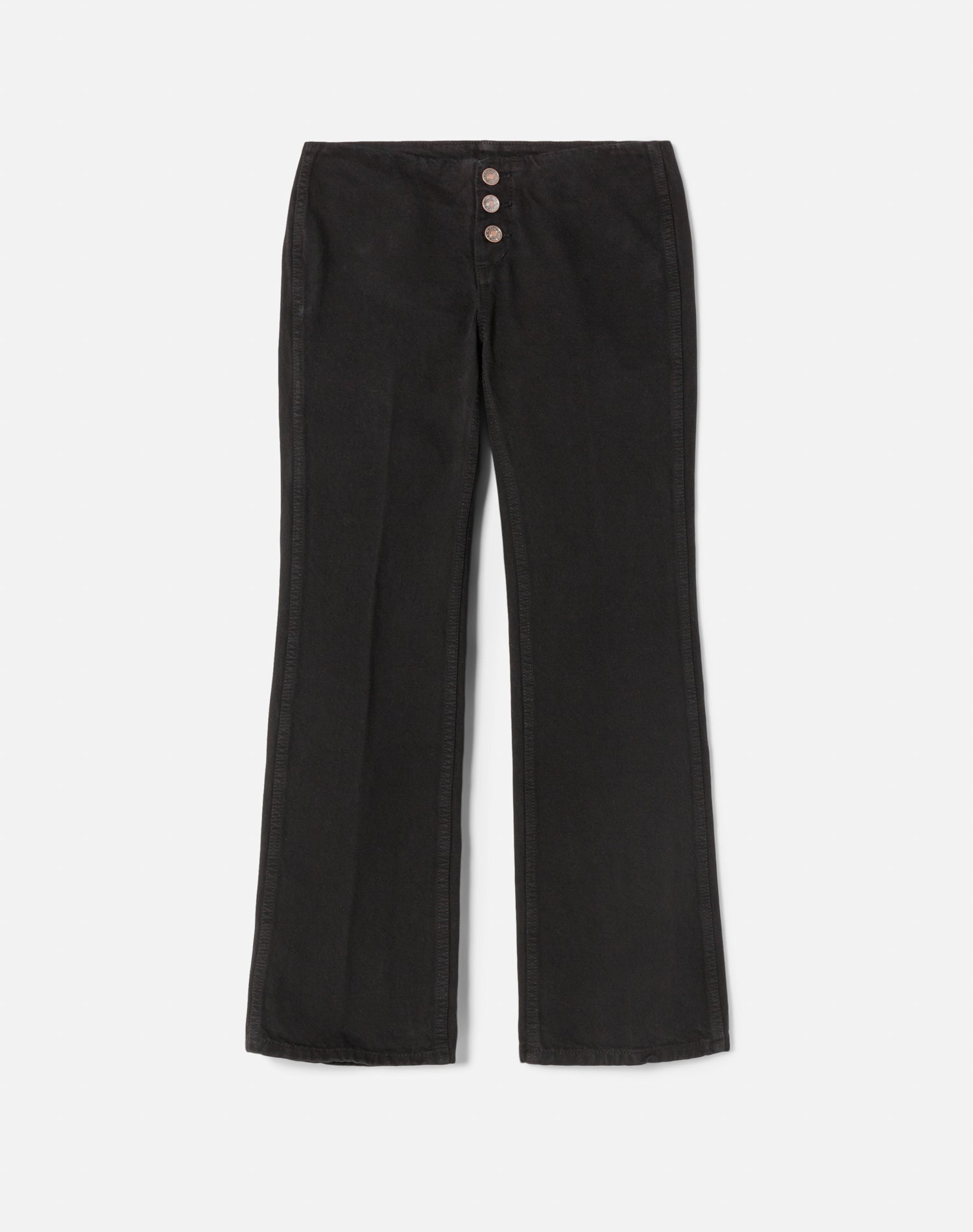 Button Front Crop Boot - Black