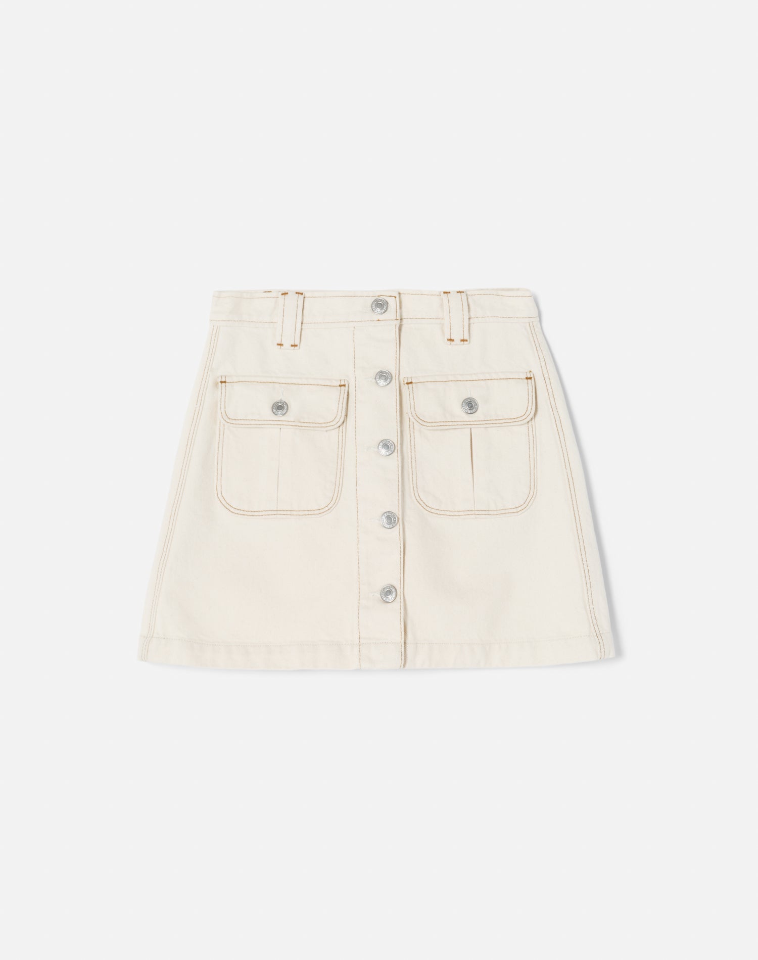 70s Button Front Mini Skirt - Rinsed Birch