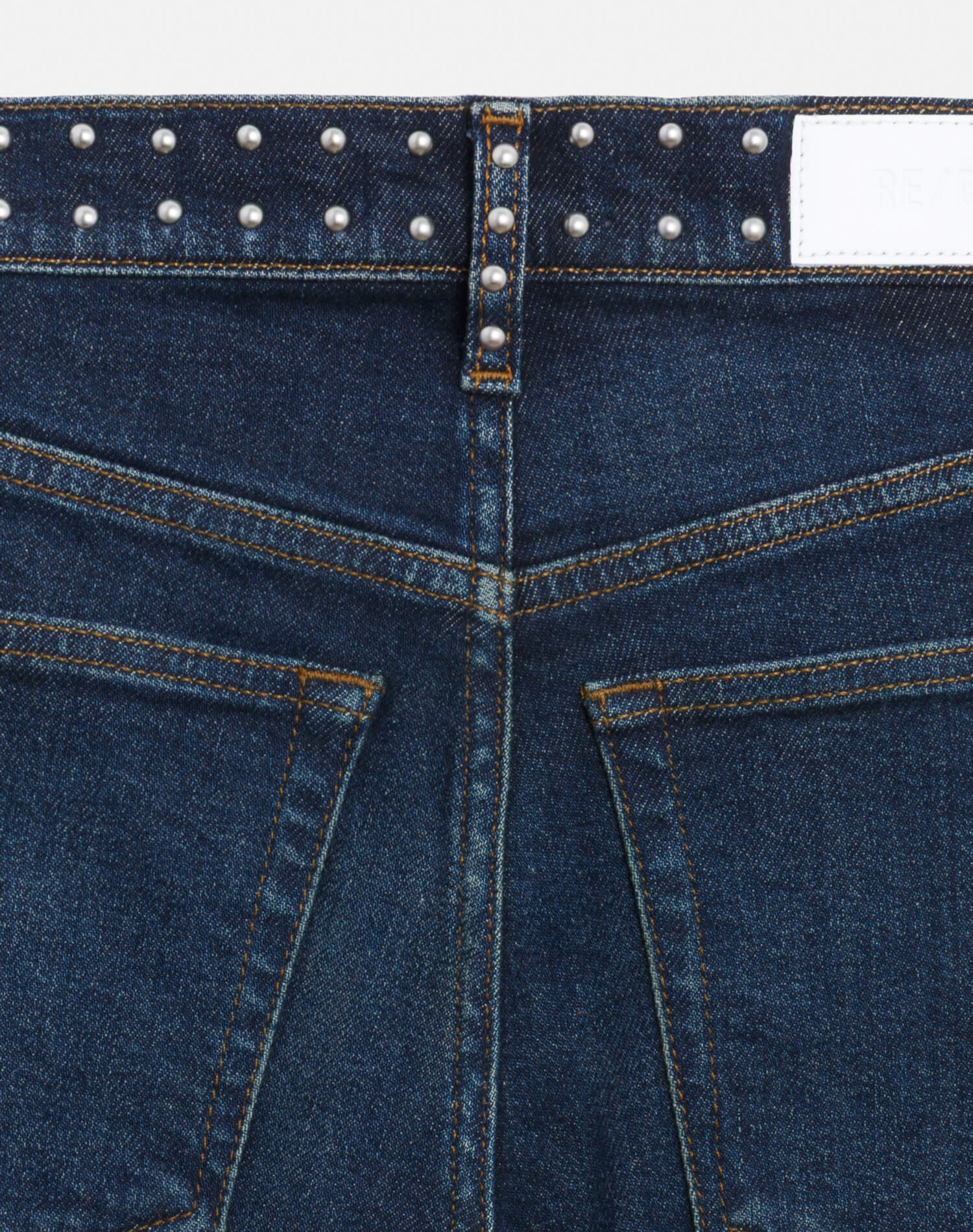 RE/DONE | Studded Mid Rise Wide Leg in Barely Worn Stud