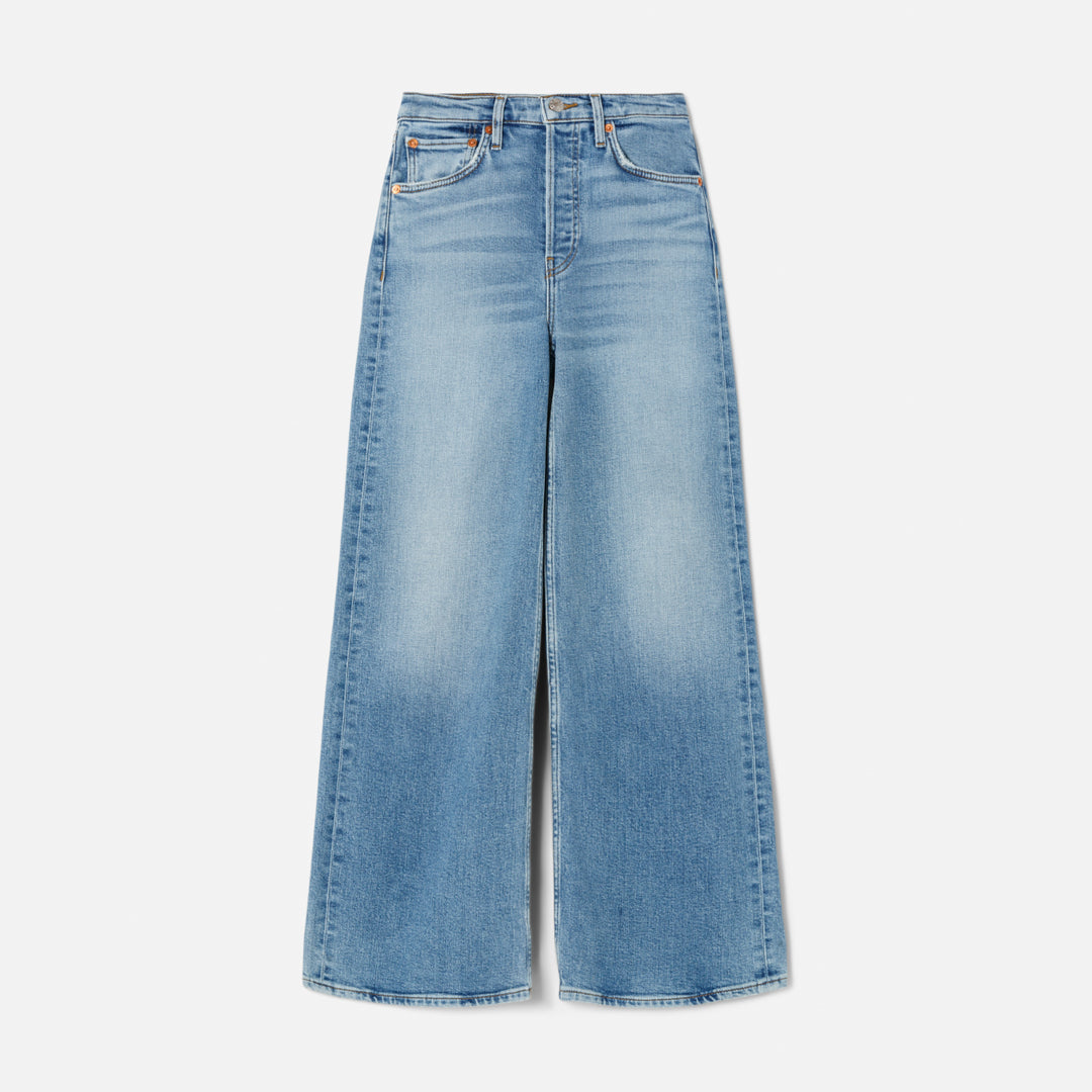 Comfort Stretch High Rise Wide Leg Crop - Blazed Indigo