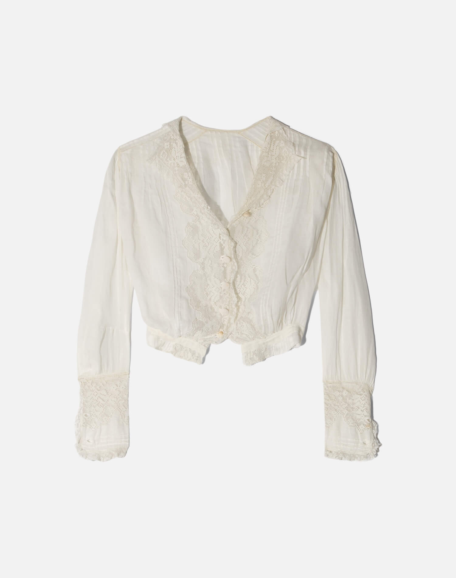 Vintage Victorian Era Cotton + Lace Top -#1746