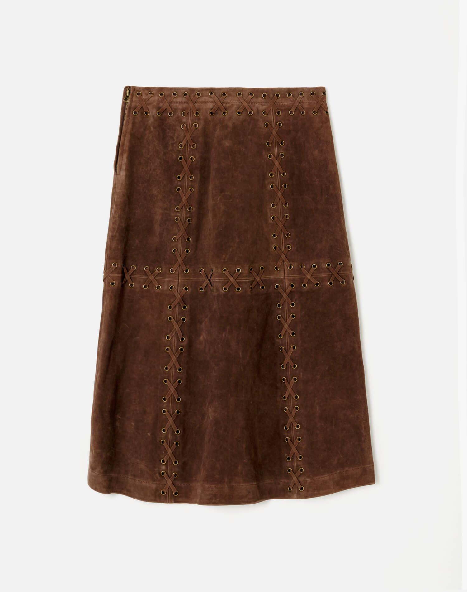 Suede Laced Midi - Walnut